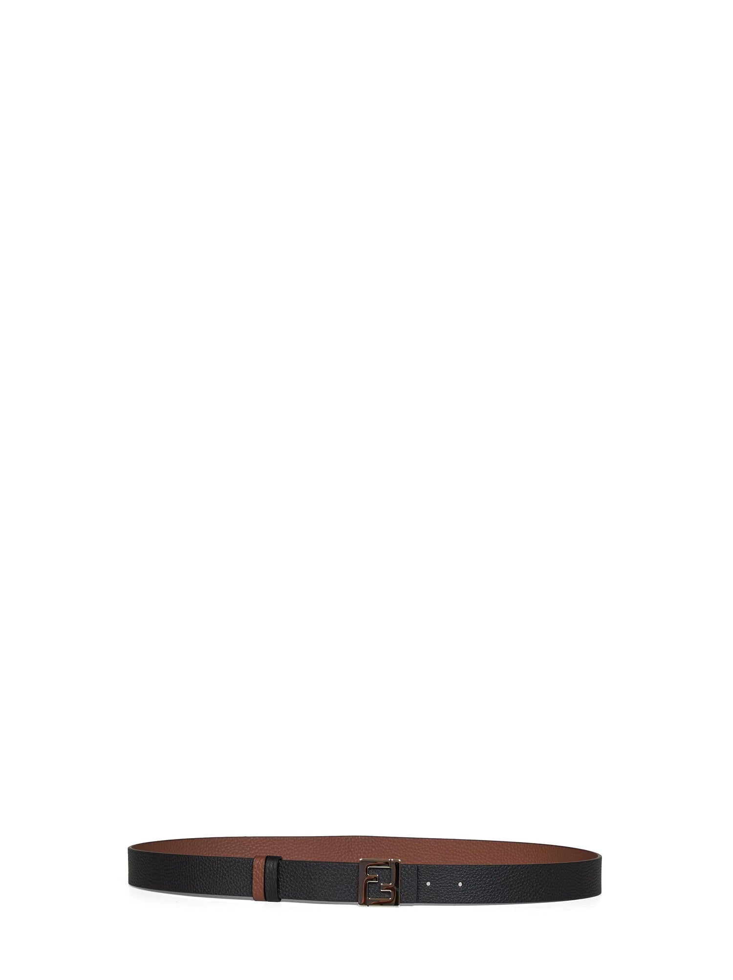 Fendi Men Black And Dark Brown Leather 30 Mm Reversible Ff Belt FENDI
