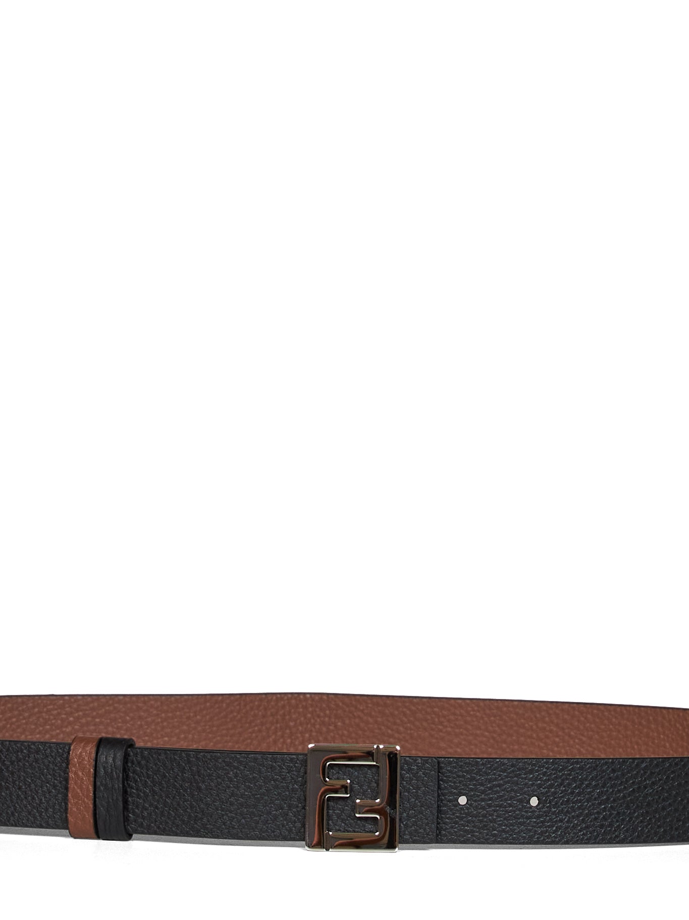 Fendi Men Black And Dark Brown Leather 30 Mm Reversible Ff Belt FENDI