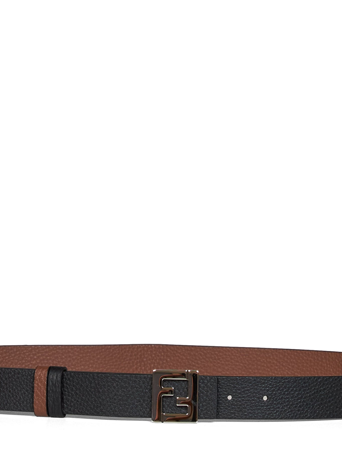 Fendi Men Black And Dark Brown Leather 30 Mm Reversible Ff Belt FENDI