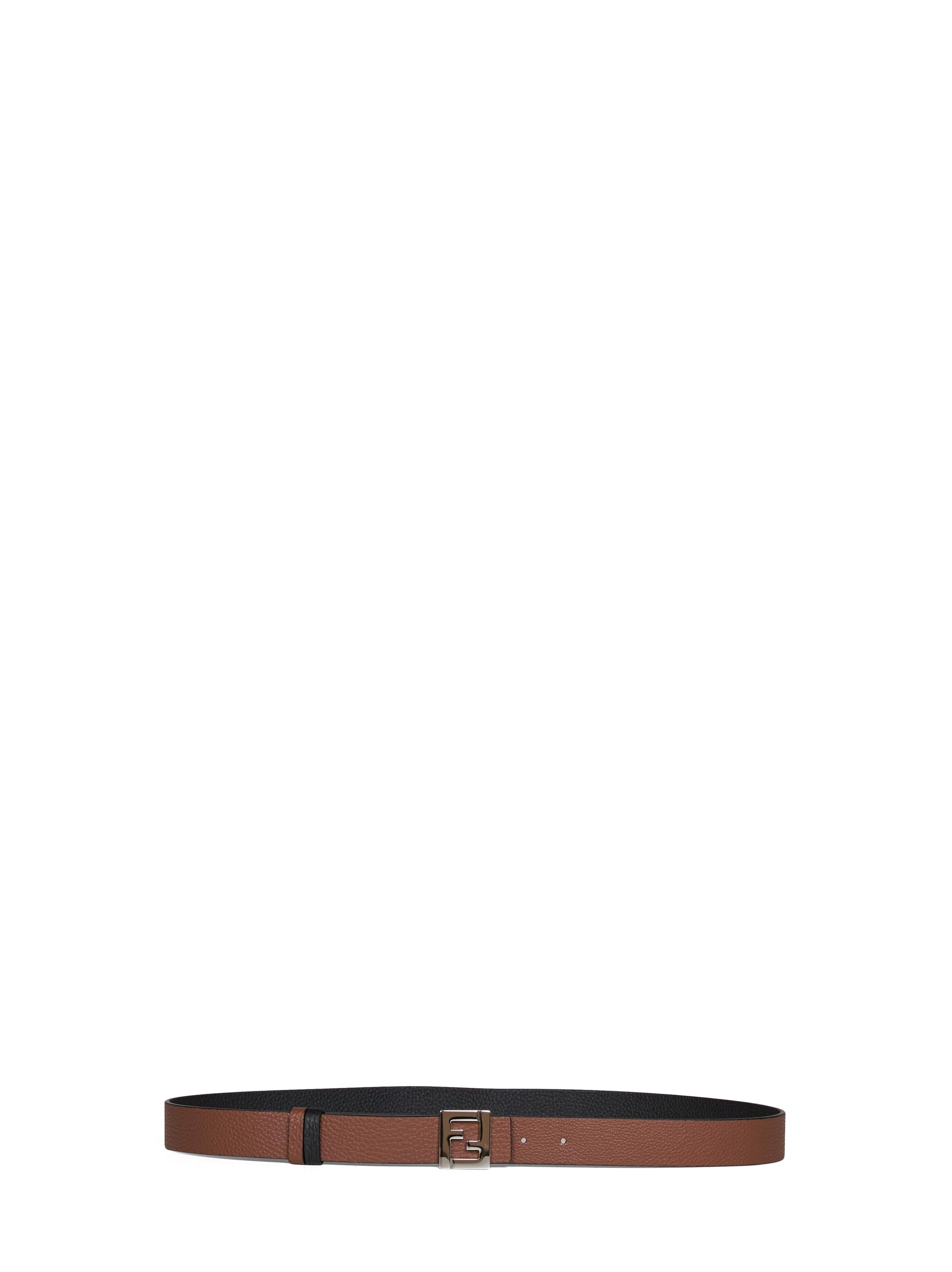 Fendi Men Black And Dark Brown Leather 30 Mm Reversible Ff Belt FENDI