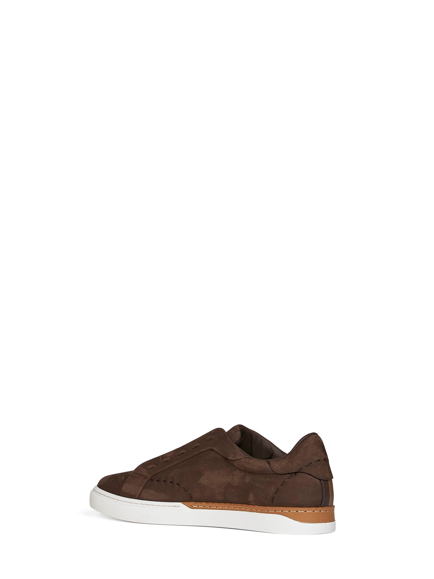 Fendi Men Brown Nubuck Fendi City Low-Top Sneakers FENDI