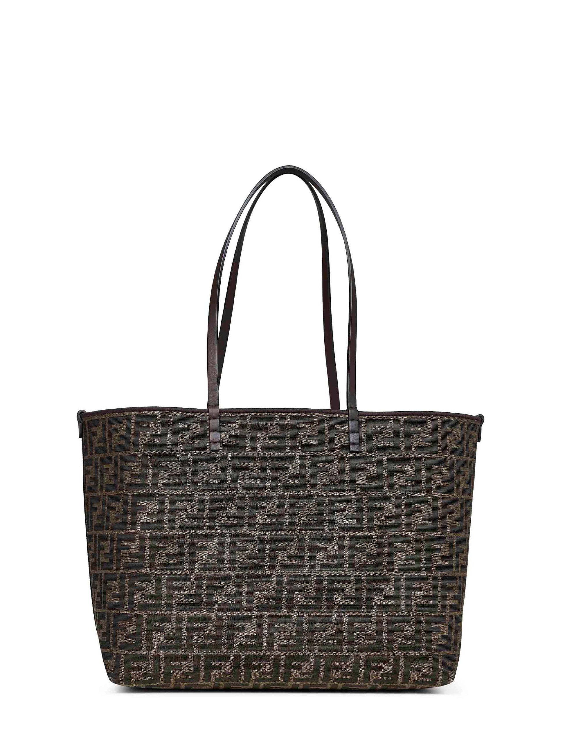 Fendi Women Tobacco Brown Reversible Roll Medium Shopper FENDI