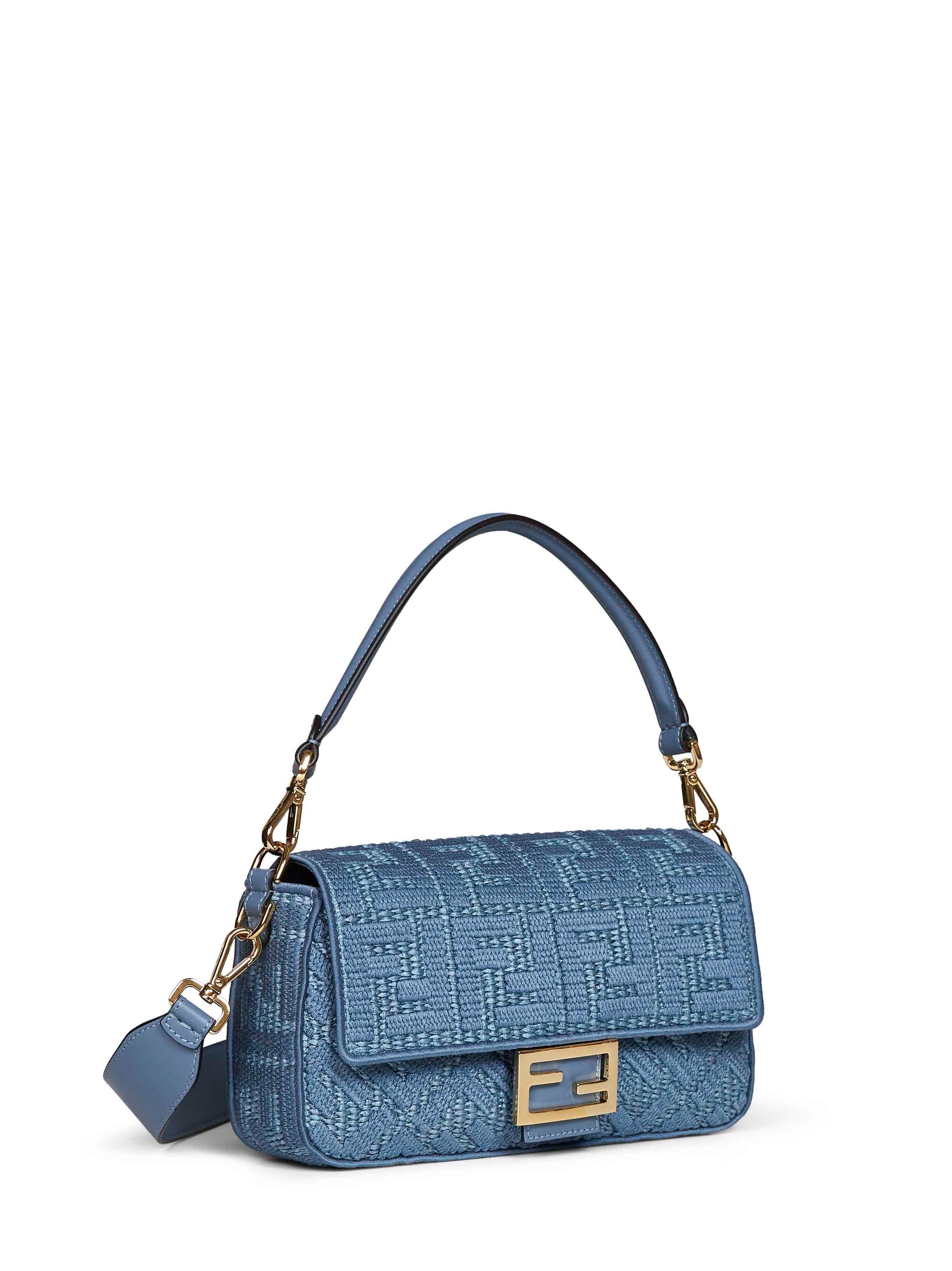 Fendi Women Blue Baguette Shoulder Bag FENDI