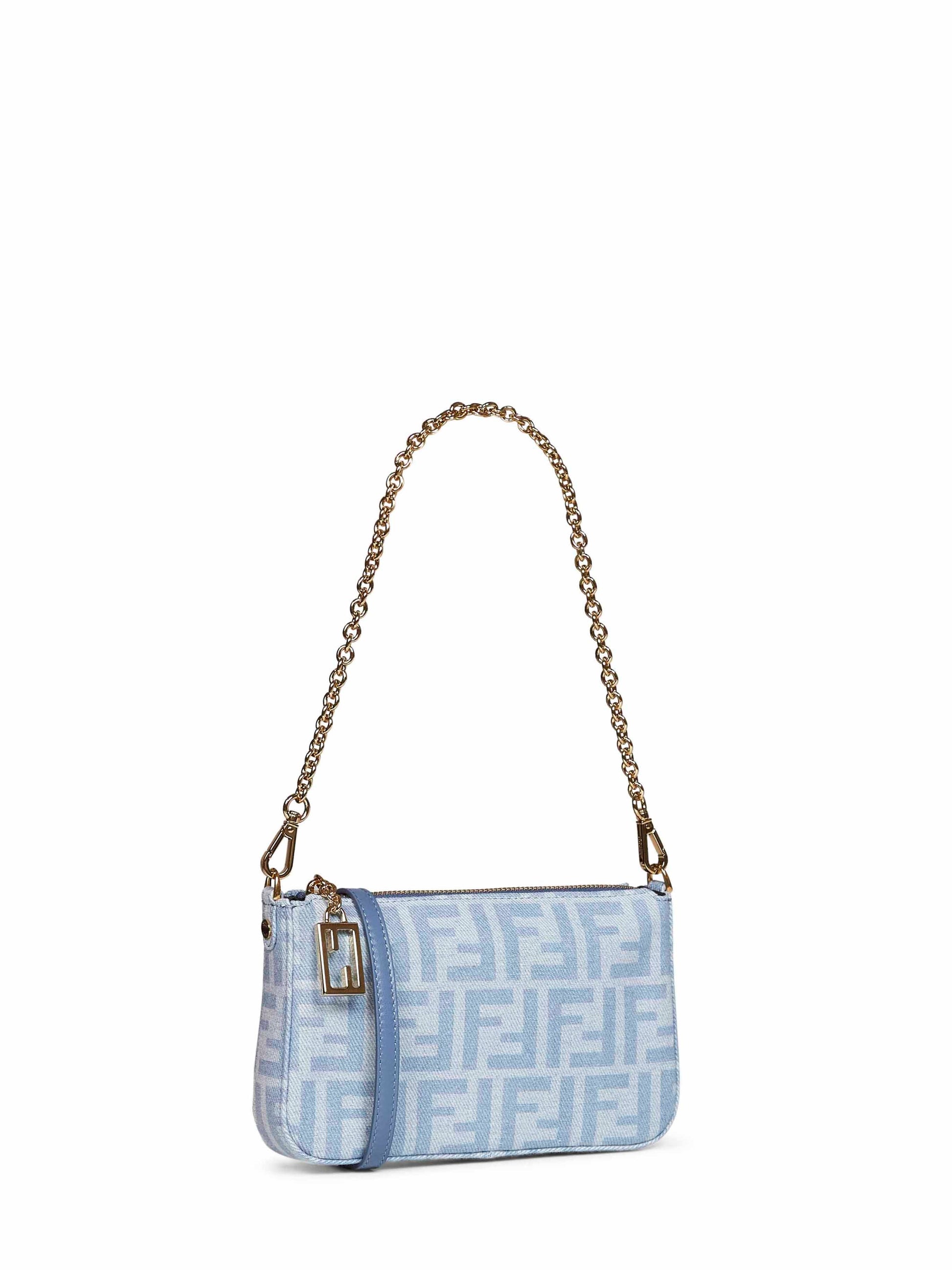 Fendi Women Light Blue Baguette Pouch Bag FENDI