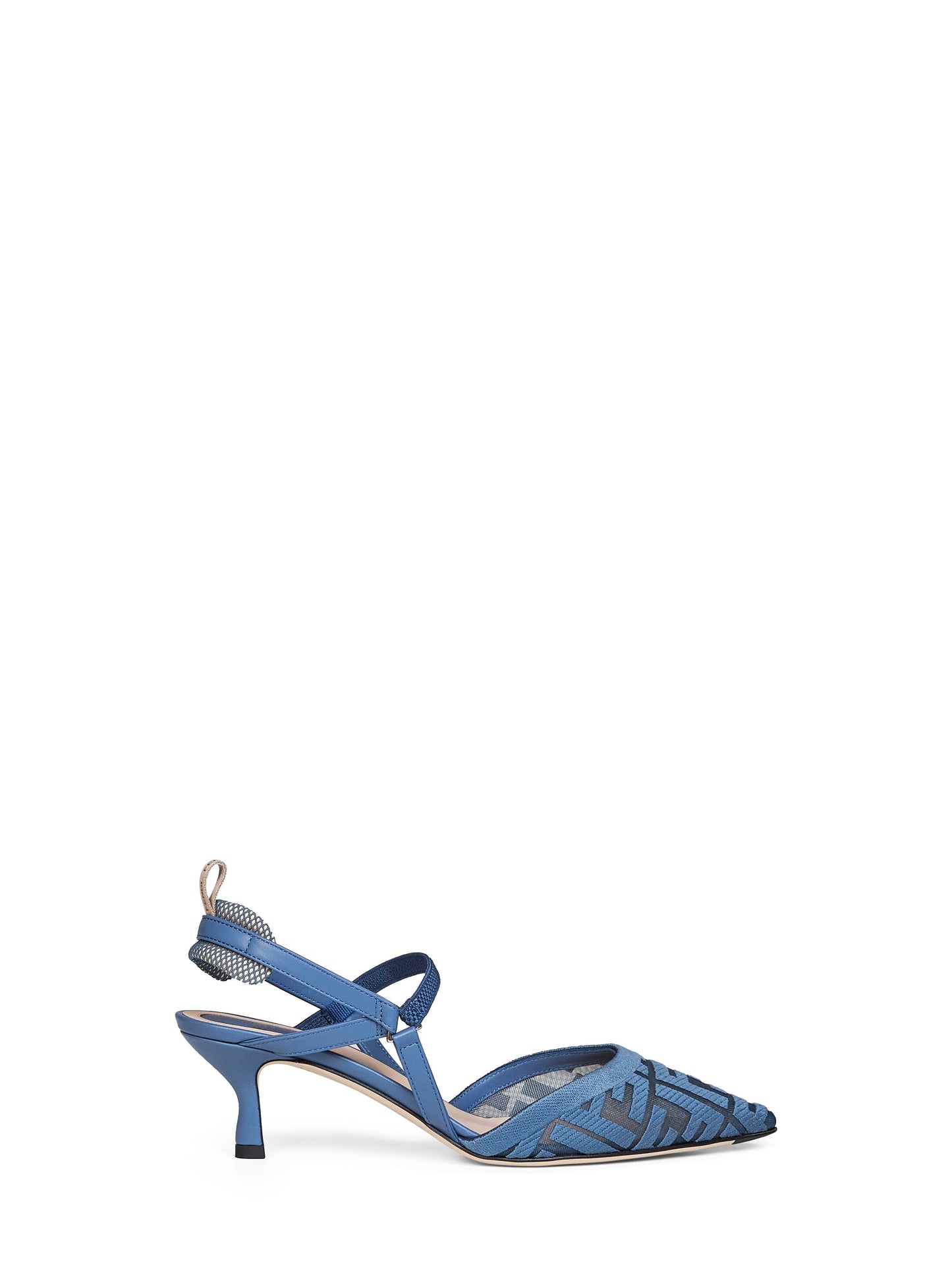 Fendi Women Light Blue Ff Embroidered Mesh Colibrì Lite Slingbacks FENDI