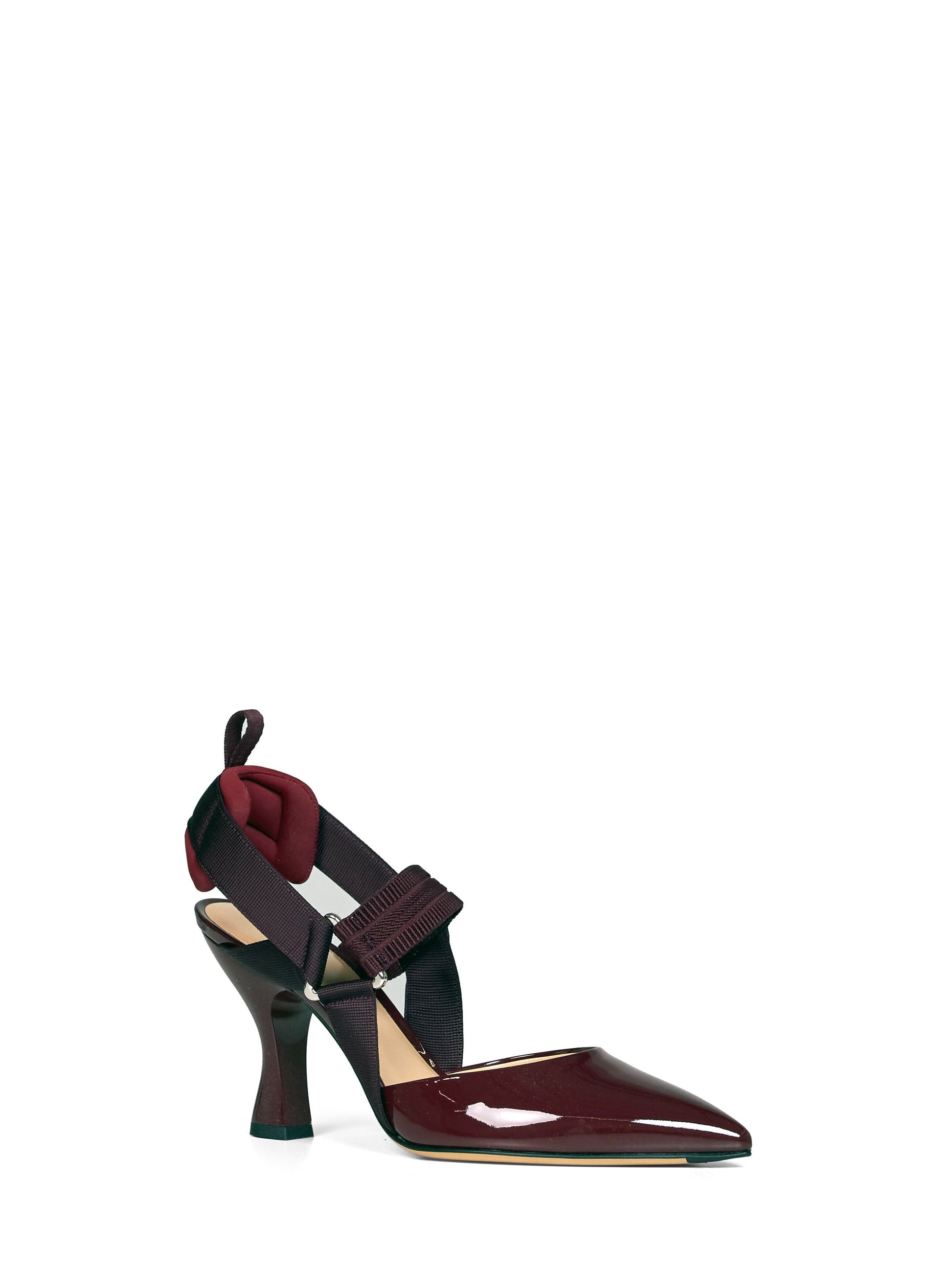 Fendi Women Burgundy Patent Leather Colibrì Slingbacks FENDI