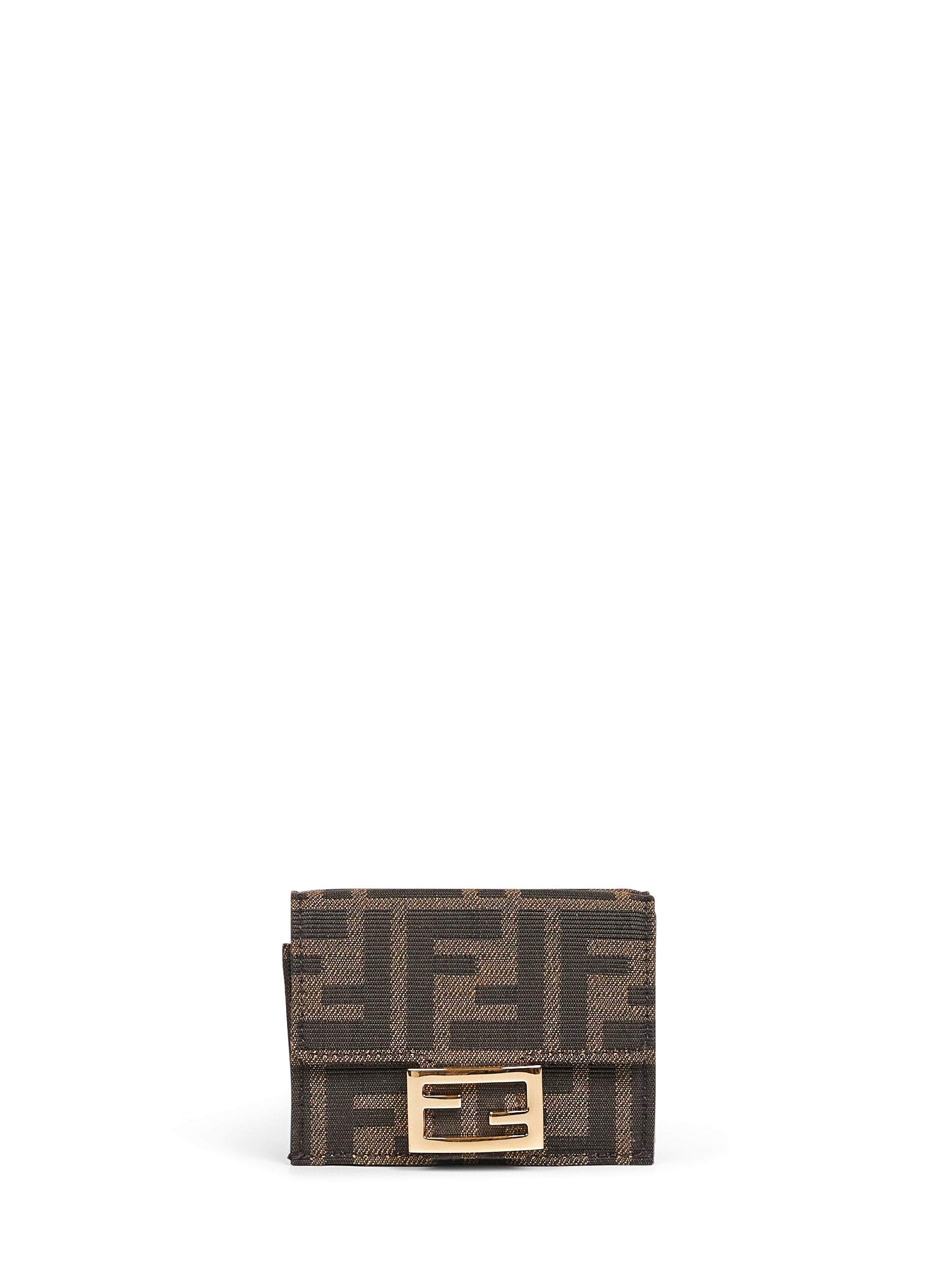 Fendi Women Brown Baguette Micro Trifold Wallet FENDI