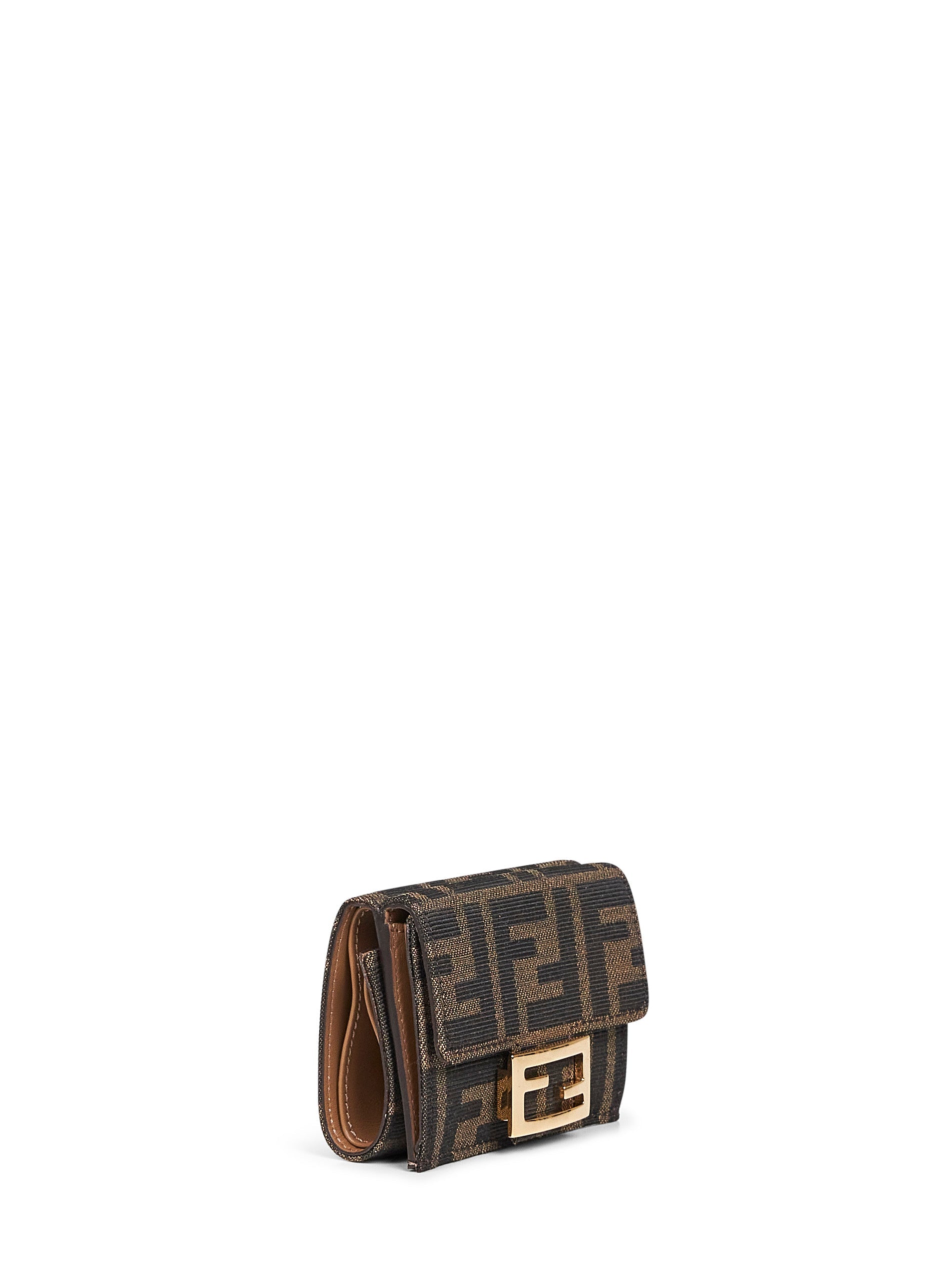 Fendi Women Brown Baguette Micro Trifold Wallet FENDI