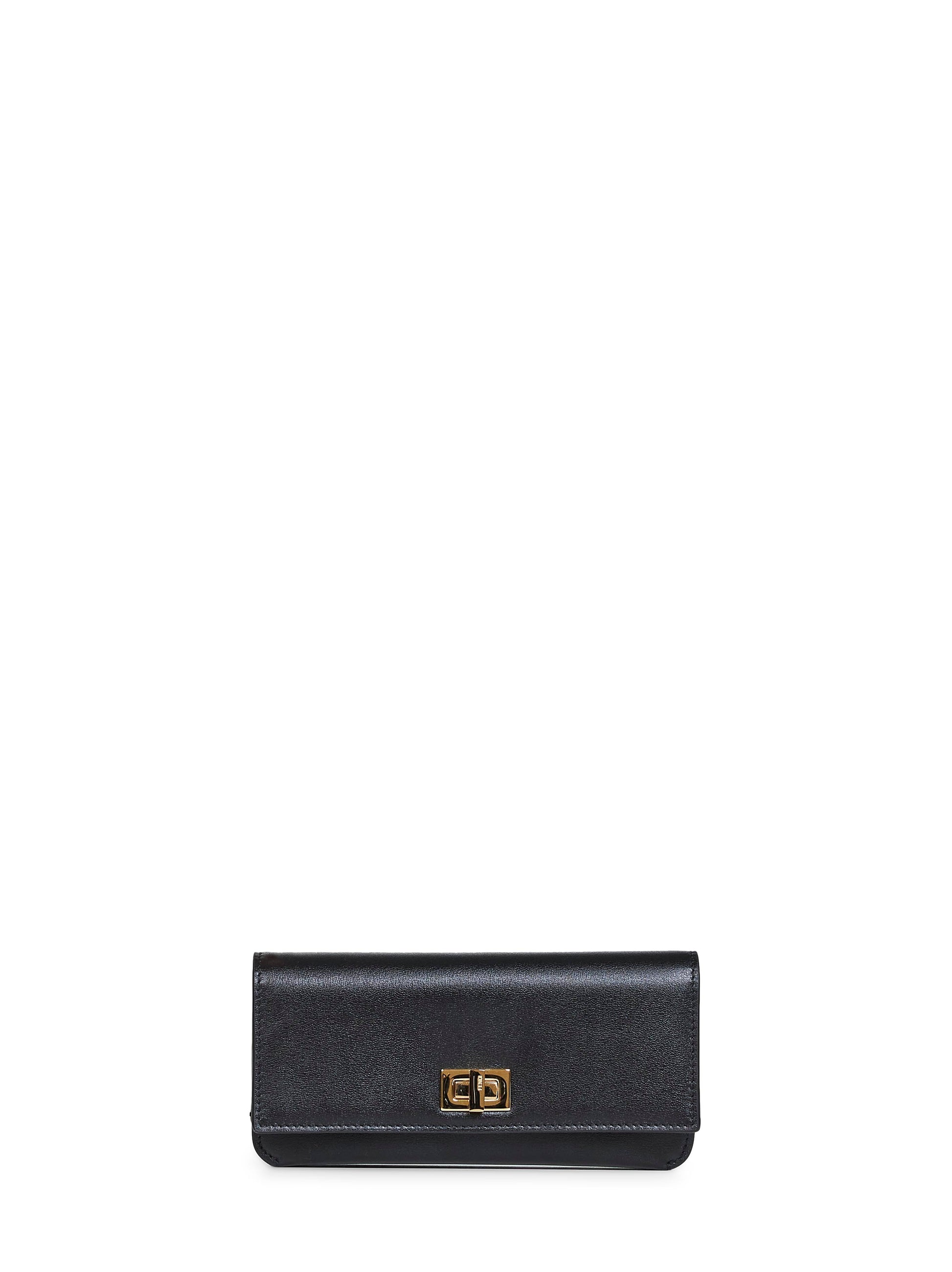 Fendi Women Black Leather Fendi Way Continental Wallet FENDI