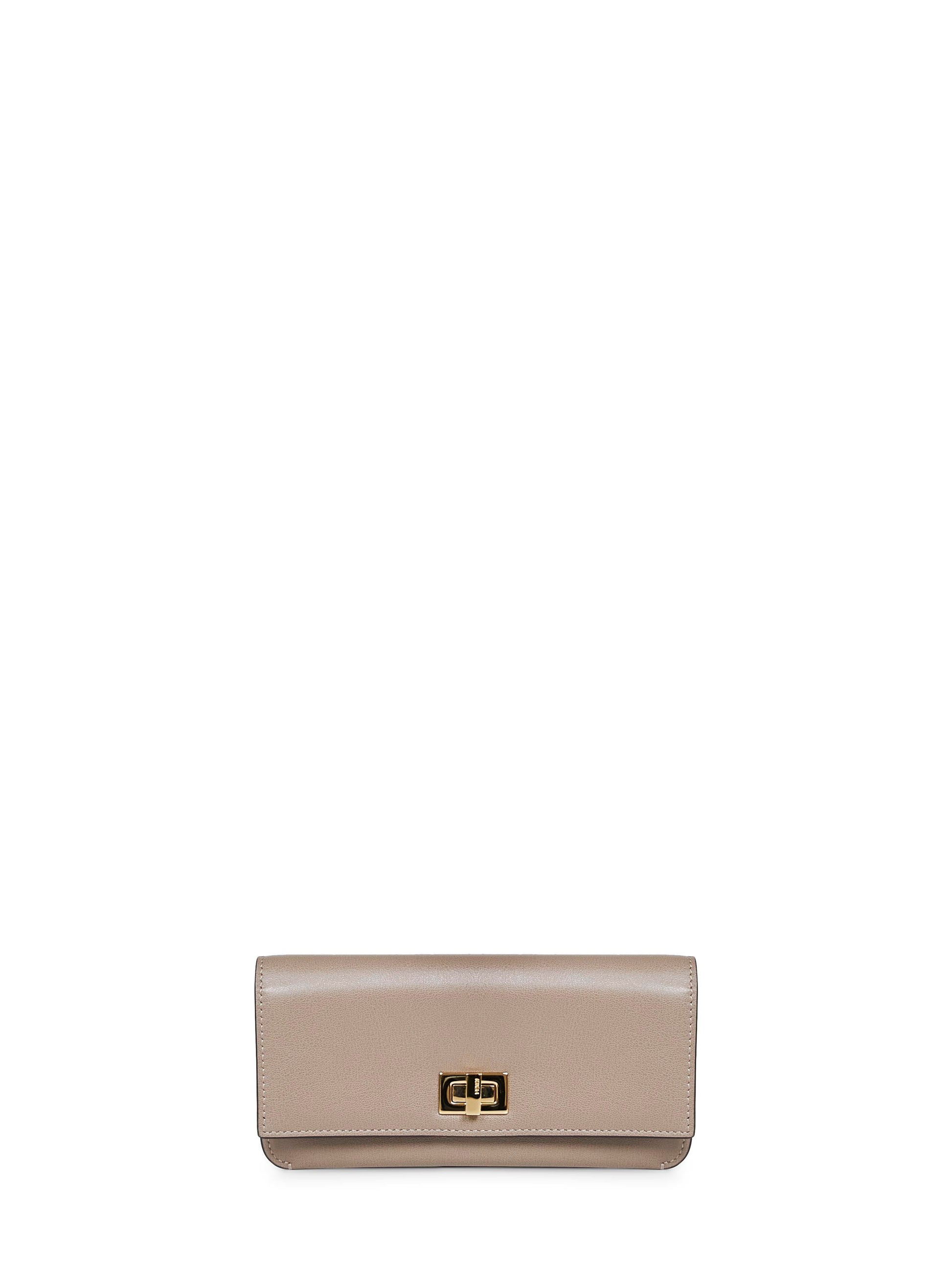 Fendi Women Dove Grey Leather Fendi Way Continental Wallet FENDI