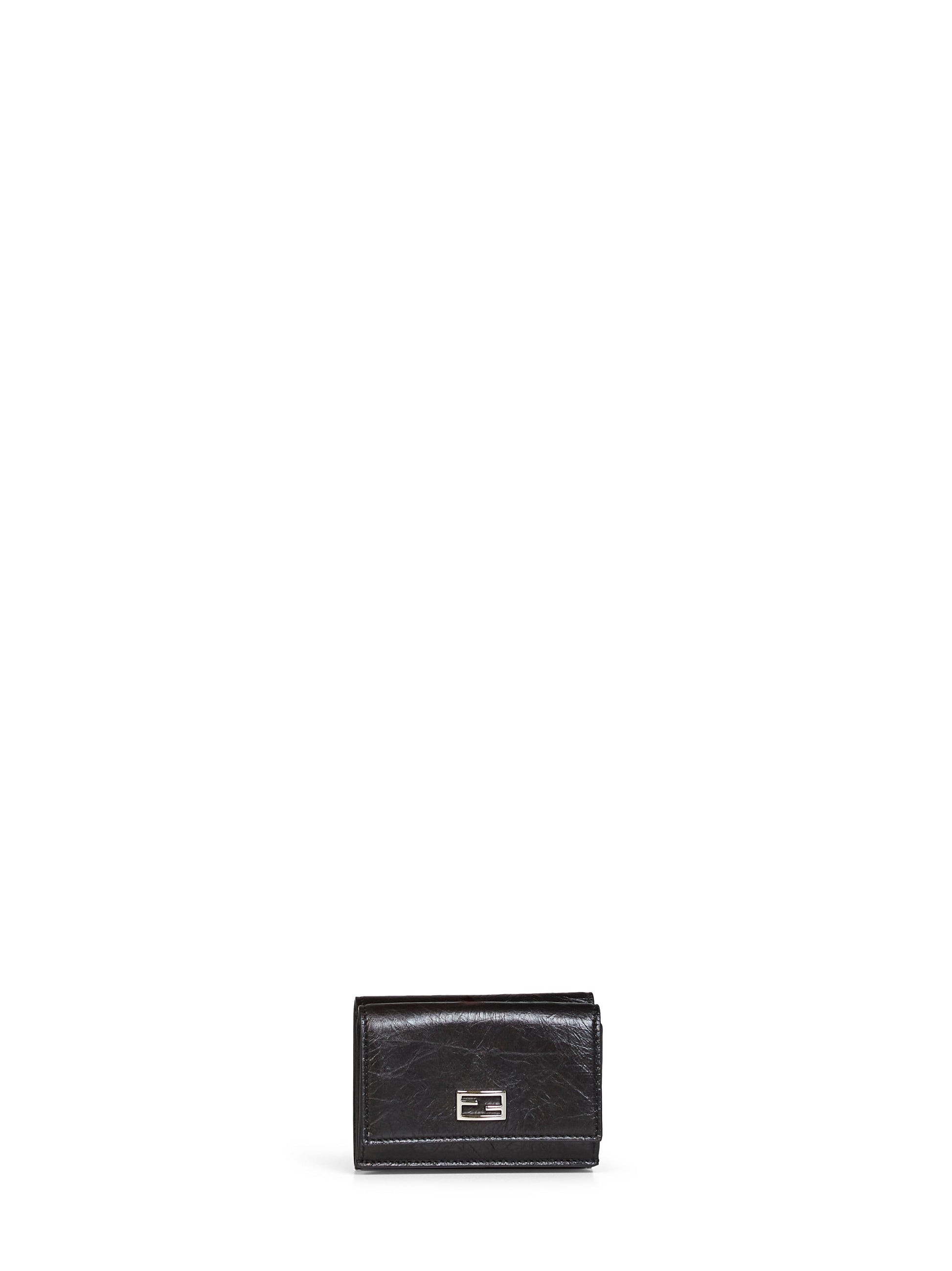 Fendi Women Black Mini Trifold Tube Compact Wallet FENDI
