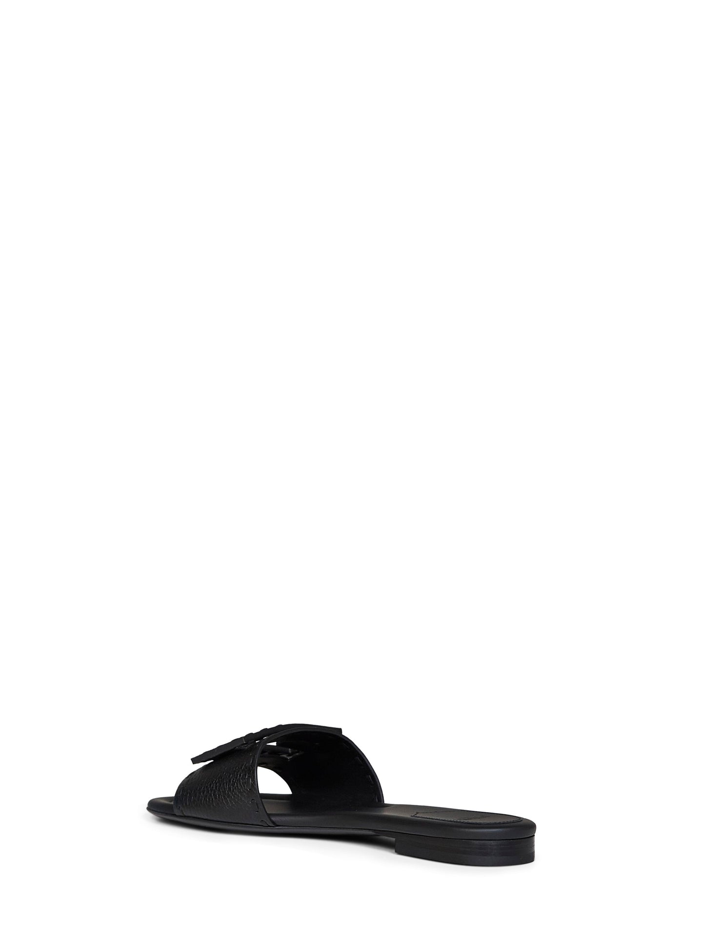 Fendi Women Black Leather Baguette Slides FENDI