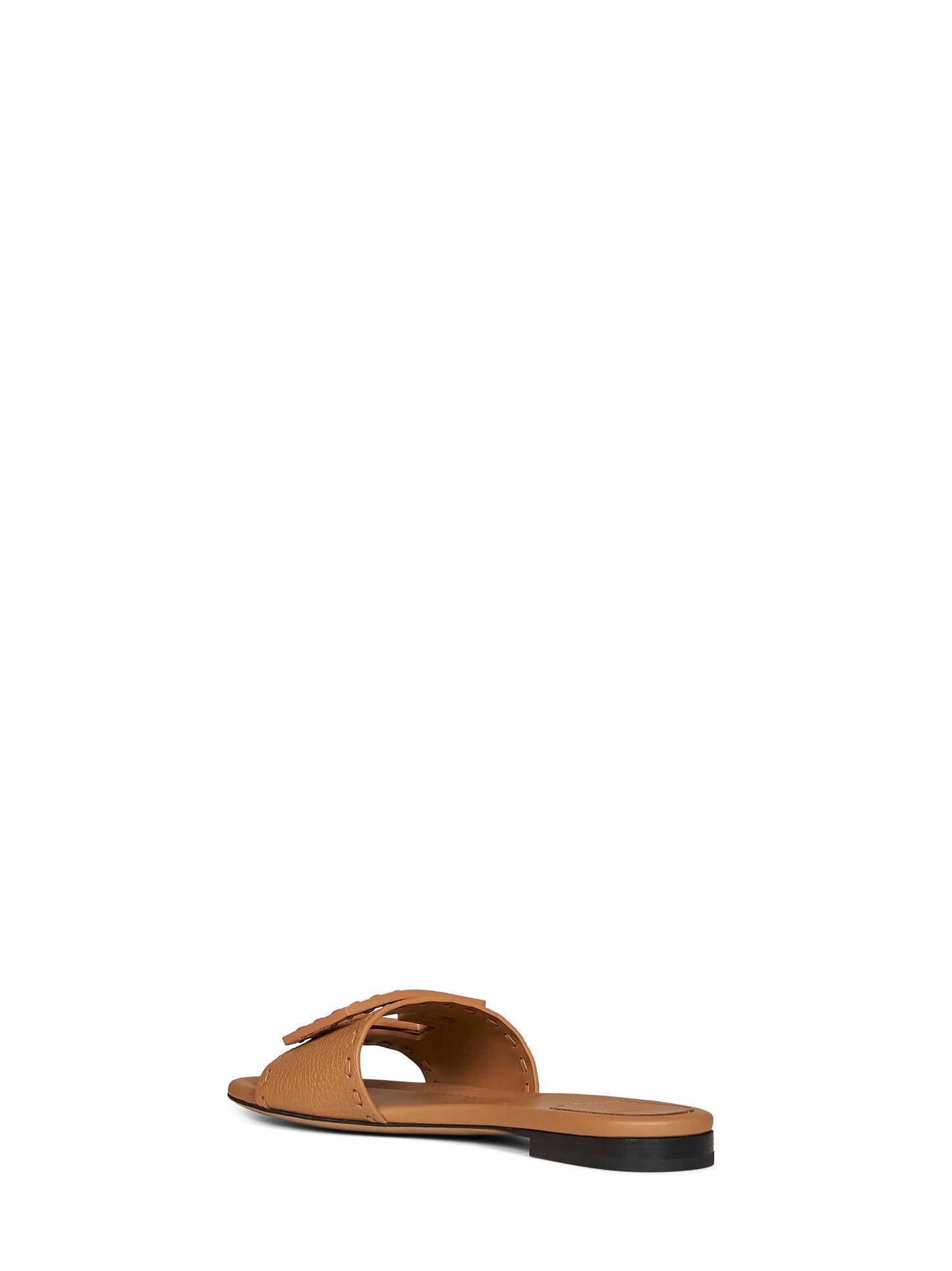 Fendi Women Tan Leather Baguette Slides FENDI