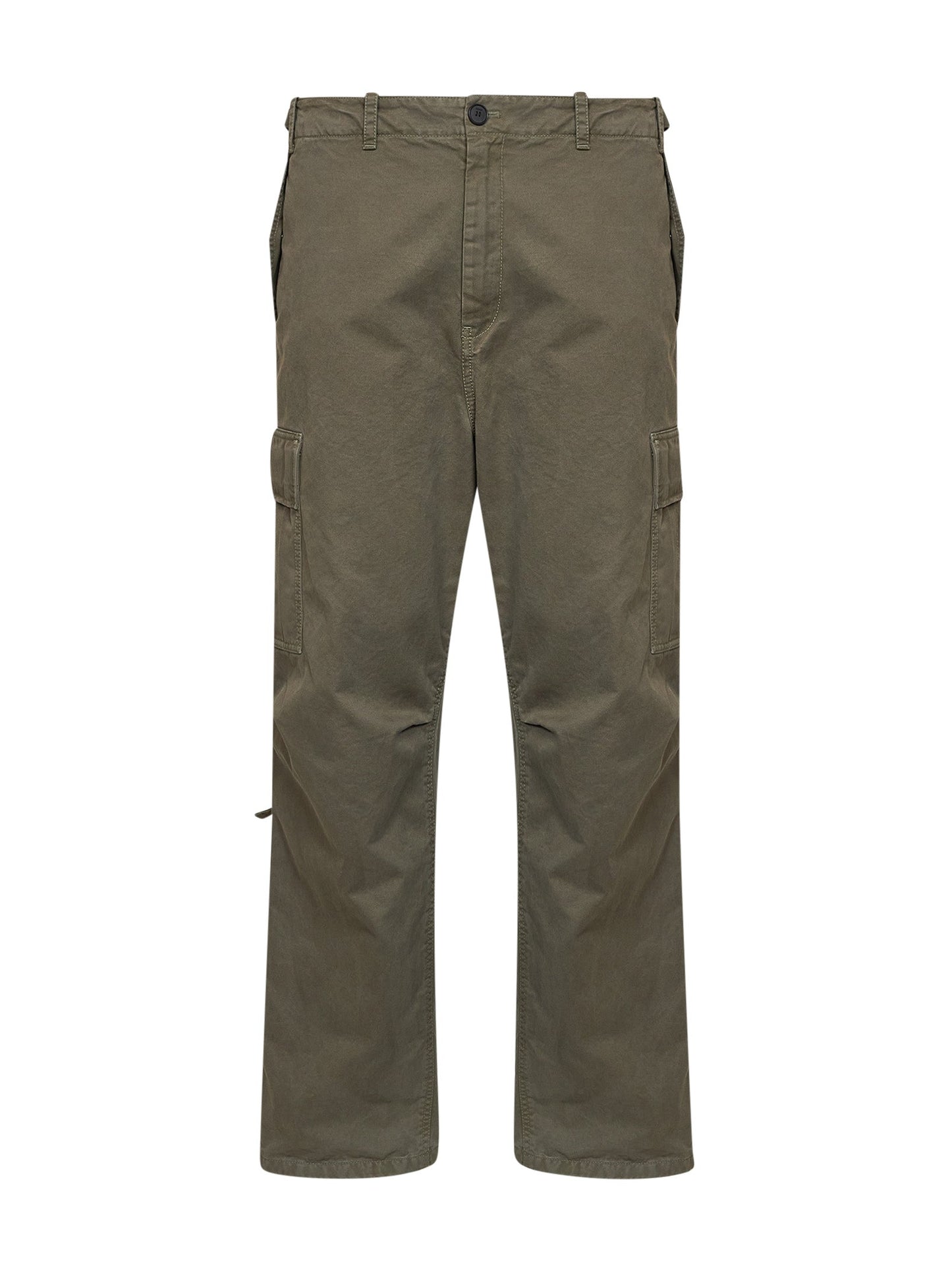 Fendi Men Grey-Green Cotton Drill Regular-Fit Utility Trousers FENDI