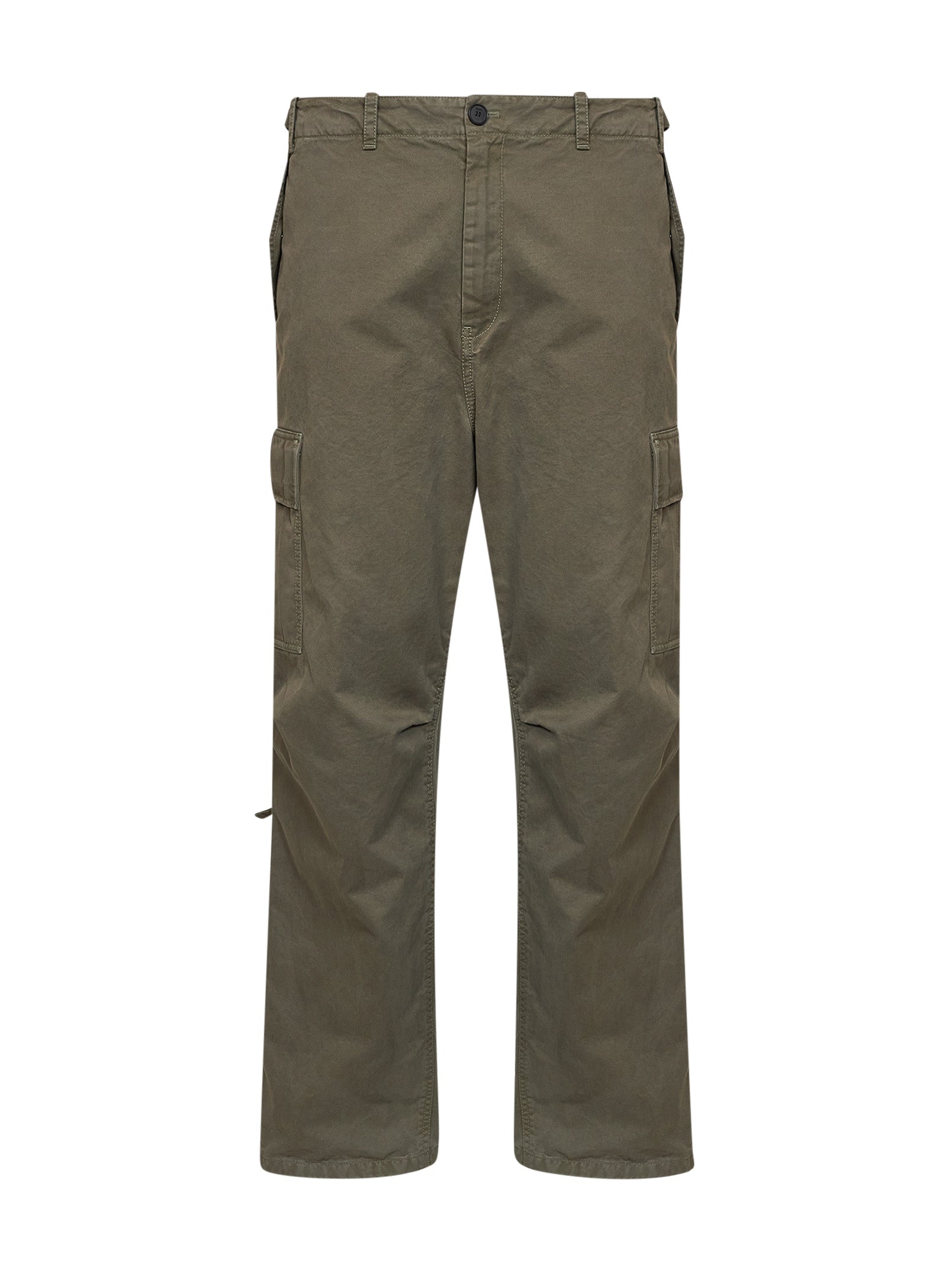 Fendi Men Grey-Green Cotton Drill Regular-Fit Utility Trousers FENDI