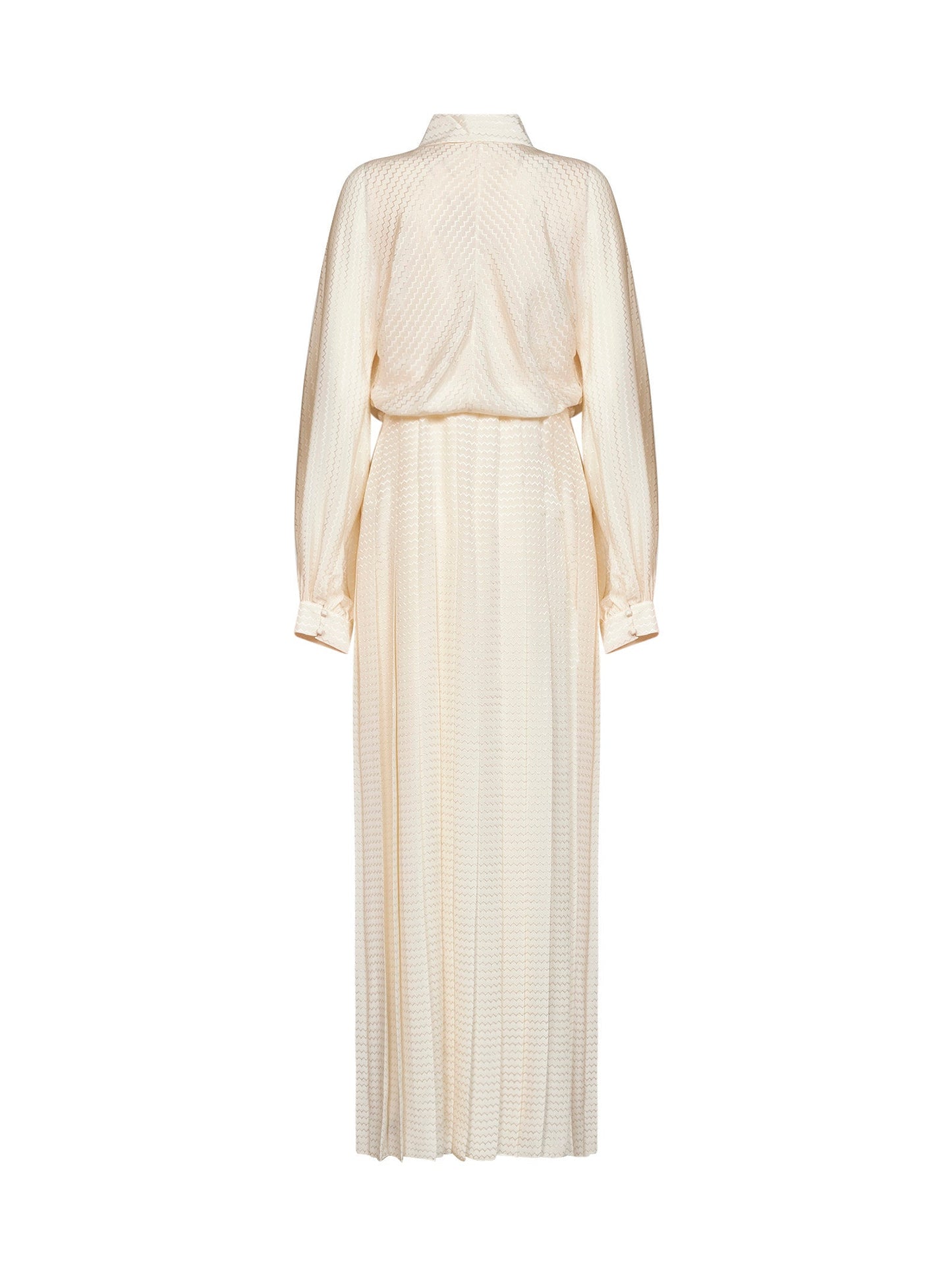Fendi Women Ivory Silk Crêpe Jacquard Long Shirt Dress FENDI