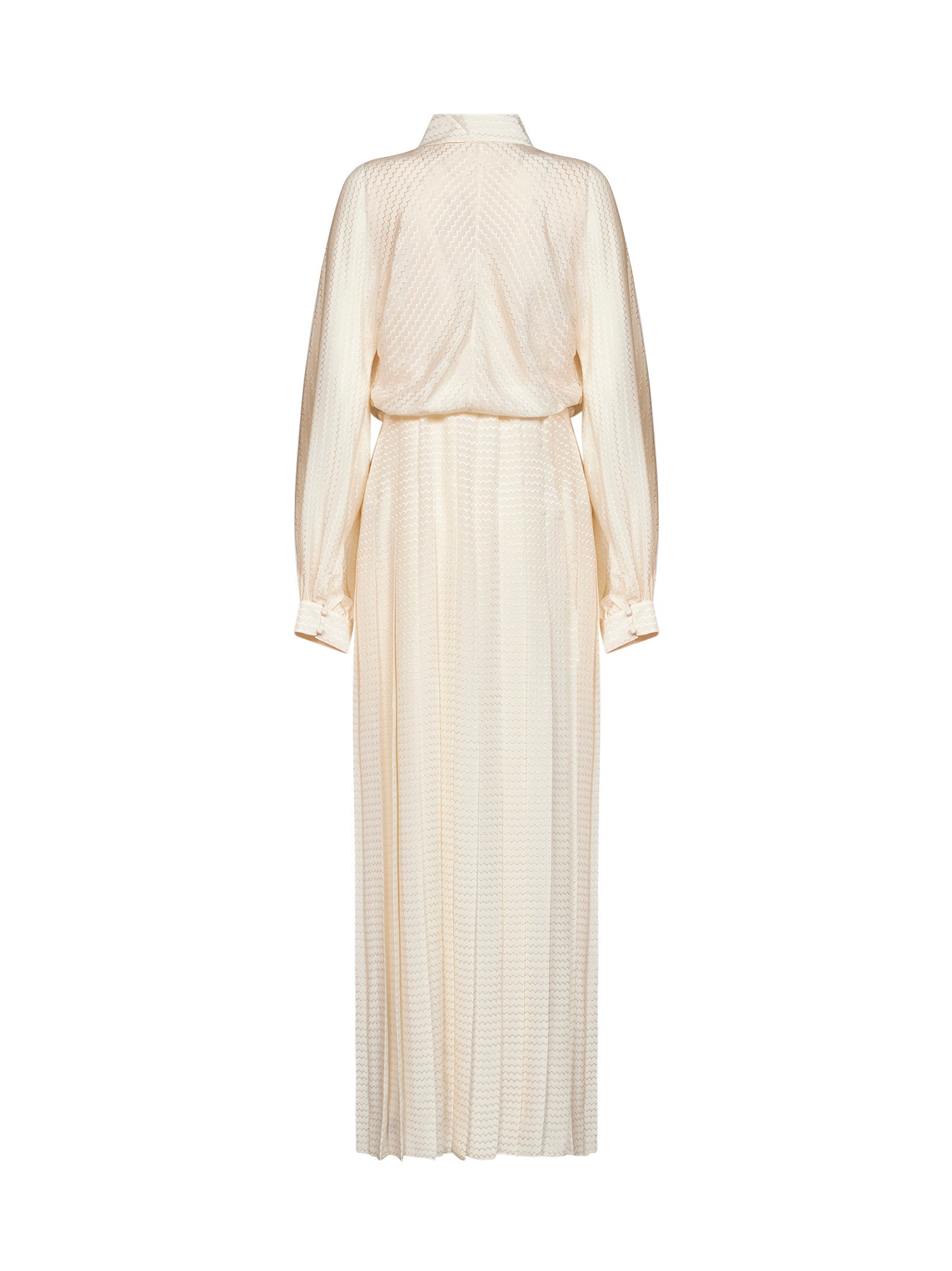 Fendi Women Ivory Silk Crêpe Jacquard Long Shirt Dress FENDI