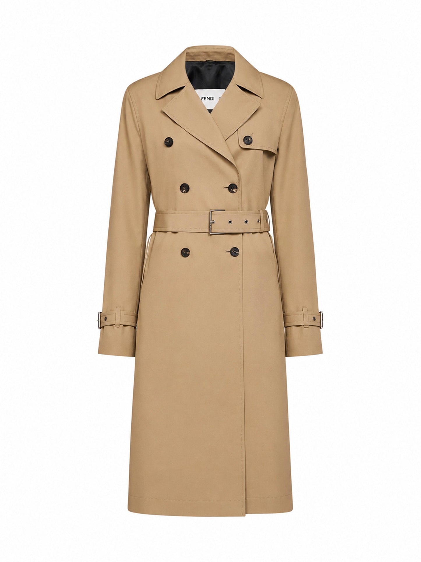 Fendi Women Rope Cotton Gabardine Belted Midi Trench Coat FENDI