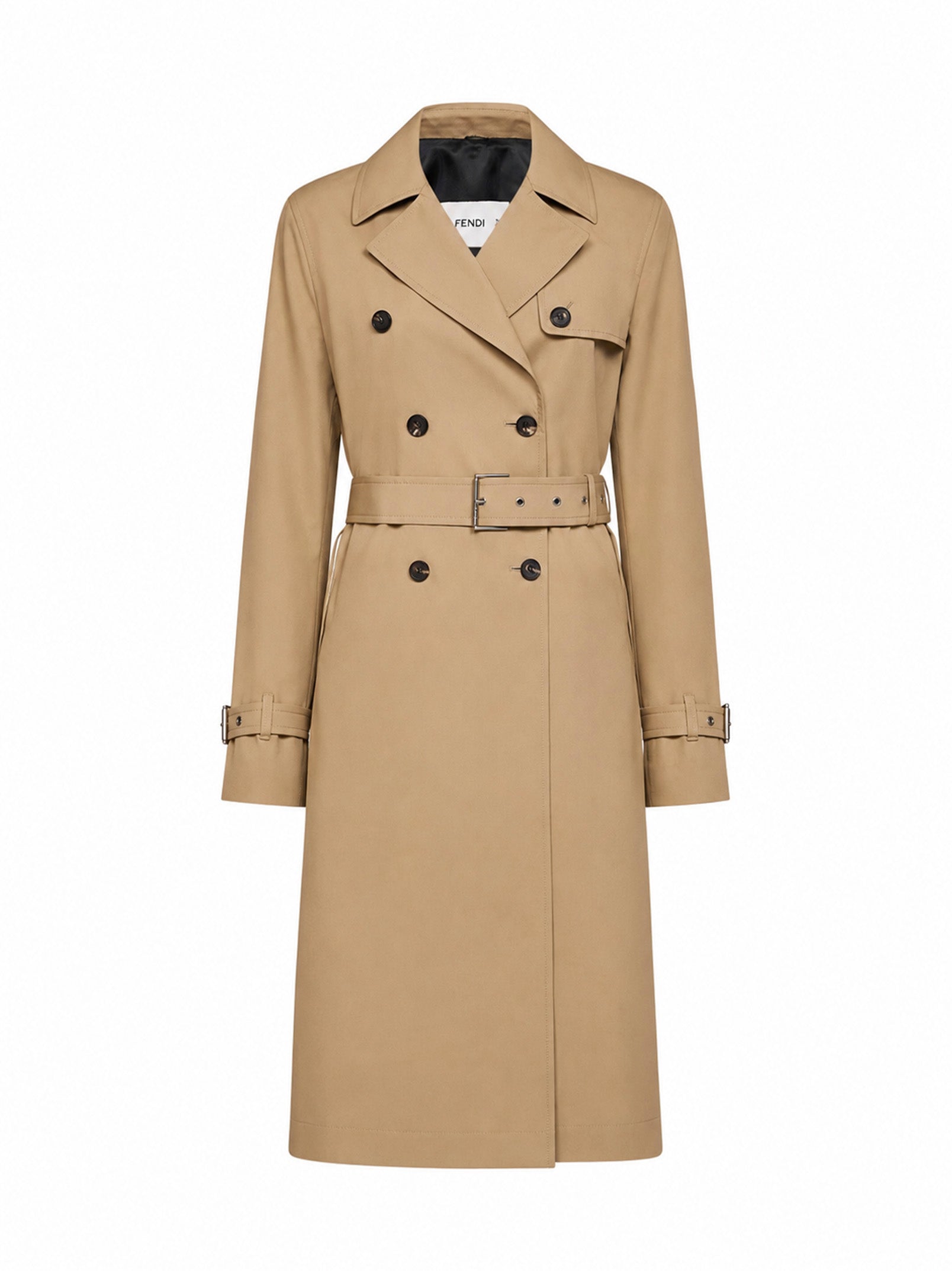 Fendi Women Rope Cotton Gabardine Belted Midi Trench Coat FENDI