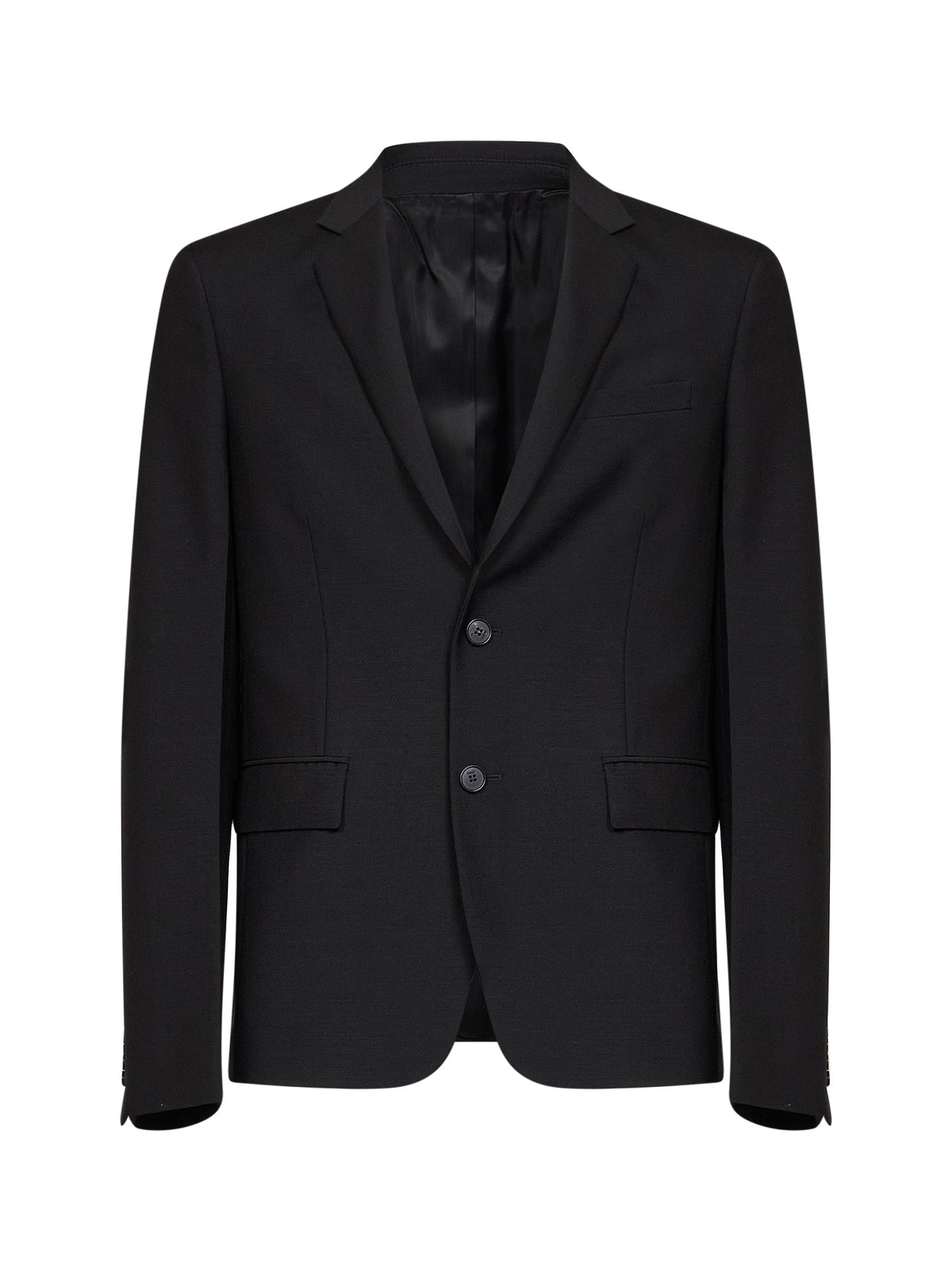 Fendi Men Black Kid Mohair Single-Breasted Jacket FENDI