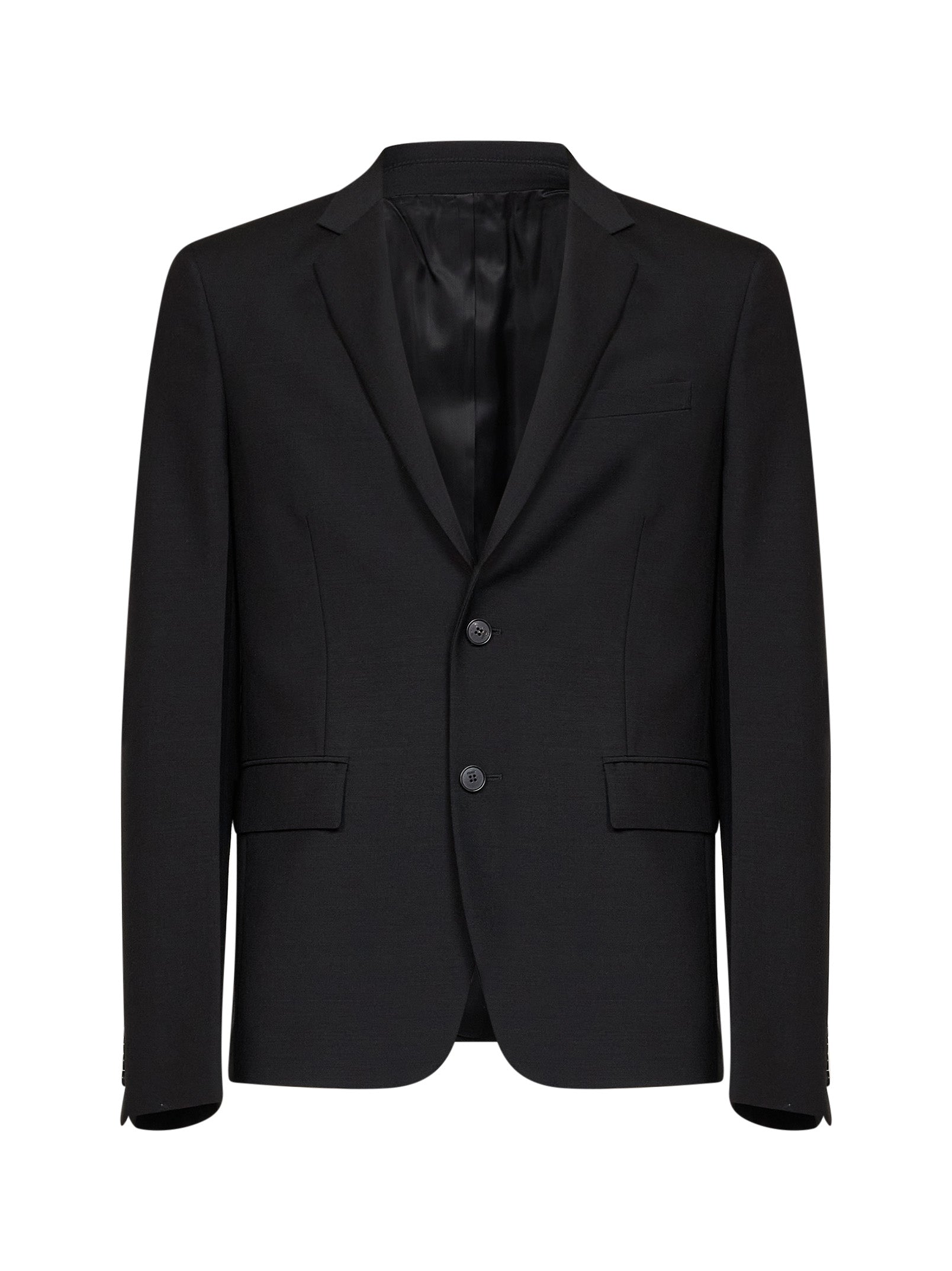 Fendi Men Black Kid Mohair Single-Breasted Jacket FENDI
