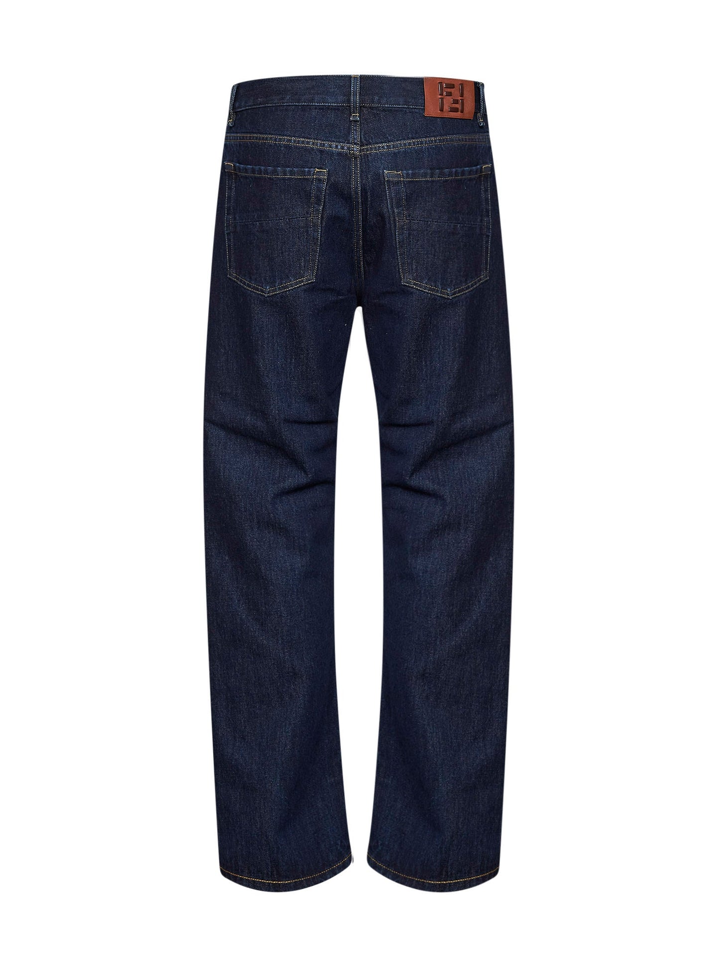 Fendi Men Dark Blue Cotton Denim Straight Jeans FENDI
