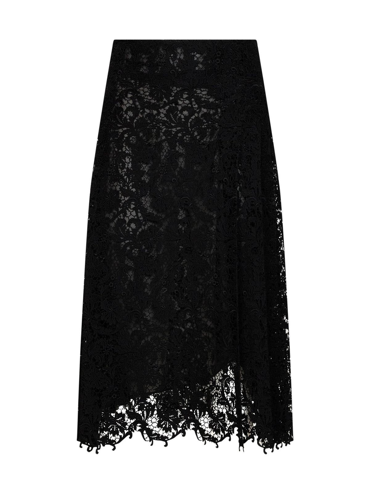 Fendi Women Black Lace Midi Skirt FENDI