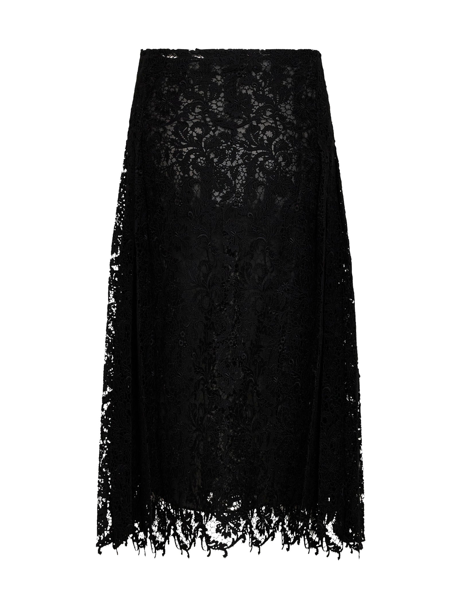 Fendi Women Black Lace Midi Skirt FENDI