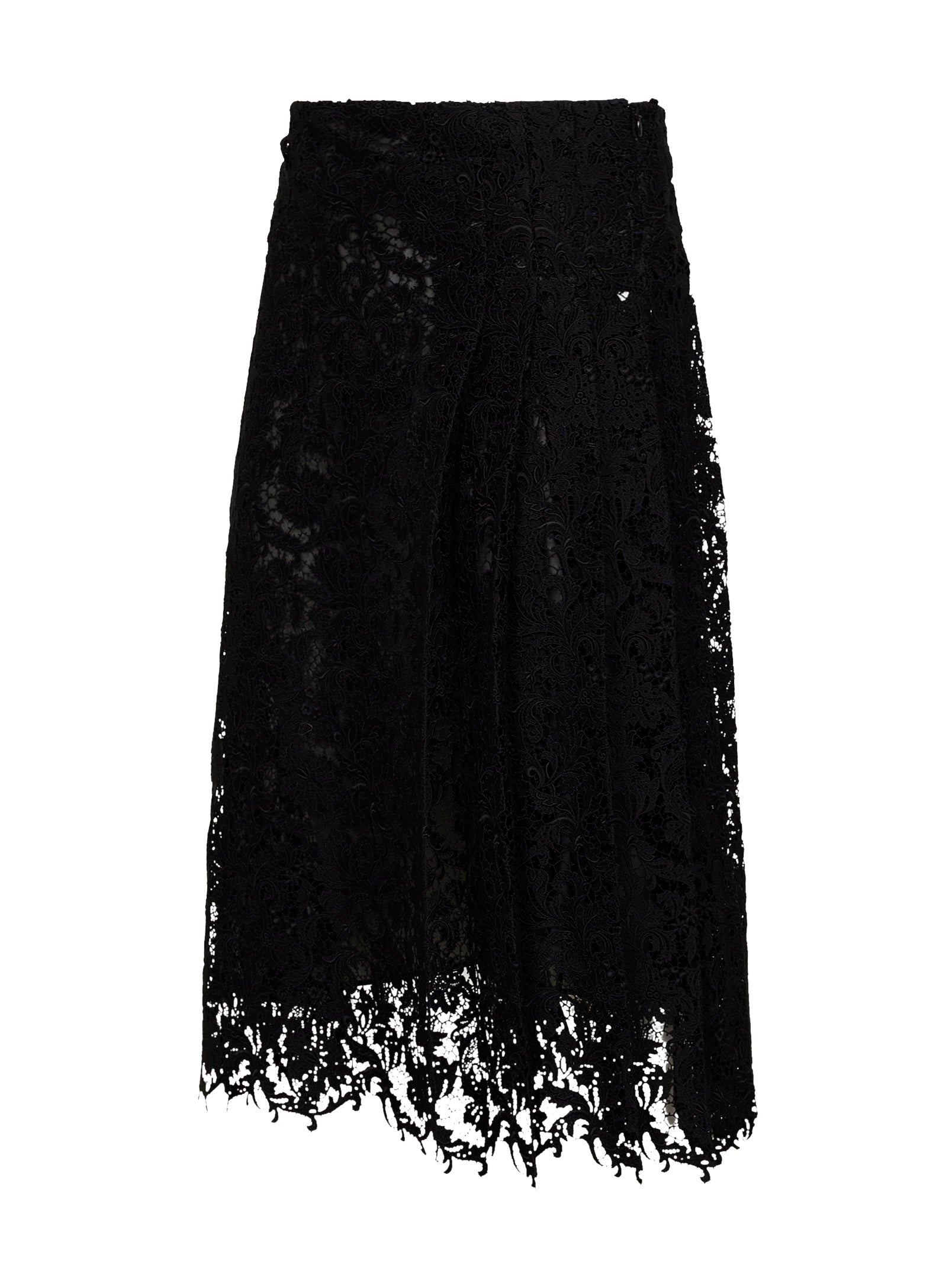Fendi Women Black Lace Midi Skirt FENDI