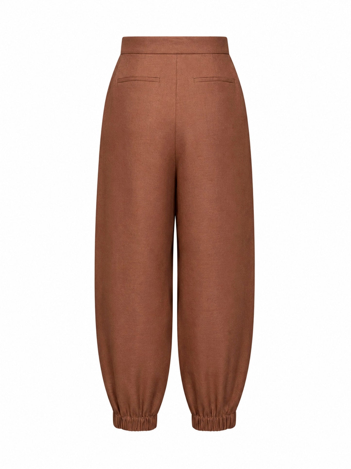 Fendi Women Brown Linen And Cotton High-Rise Balloon Trousers FENDI