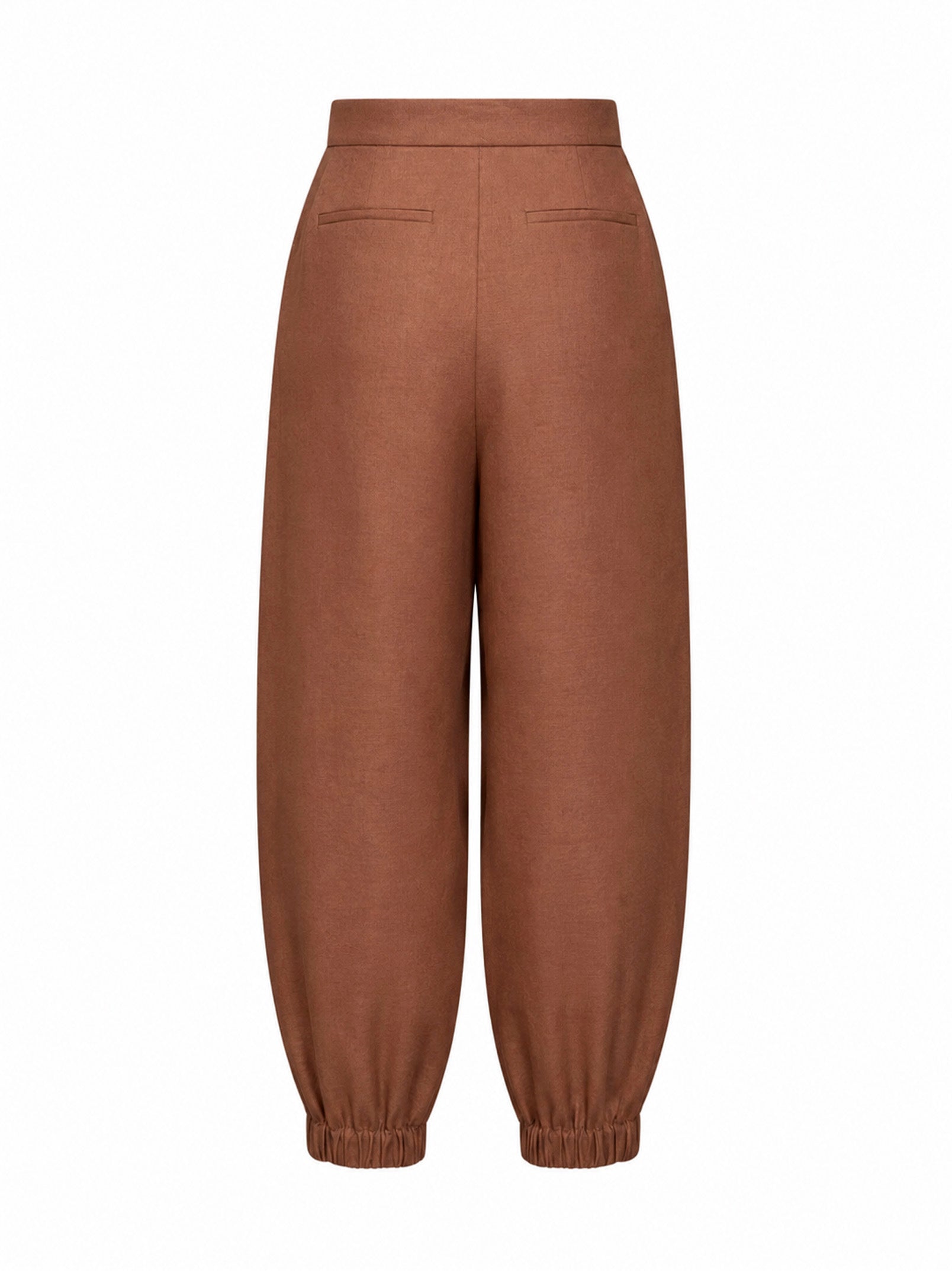 Fendi Women Brown Linen And Cotton High-Rise Balloon Trousers FENDI