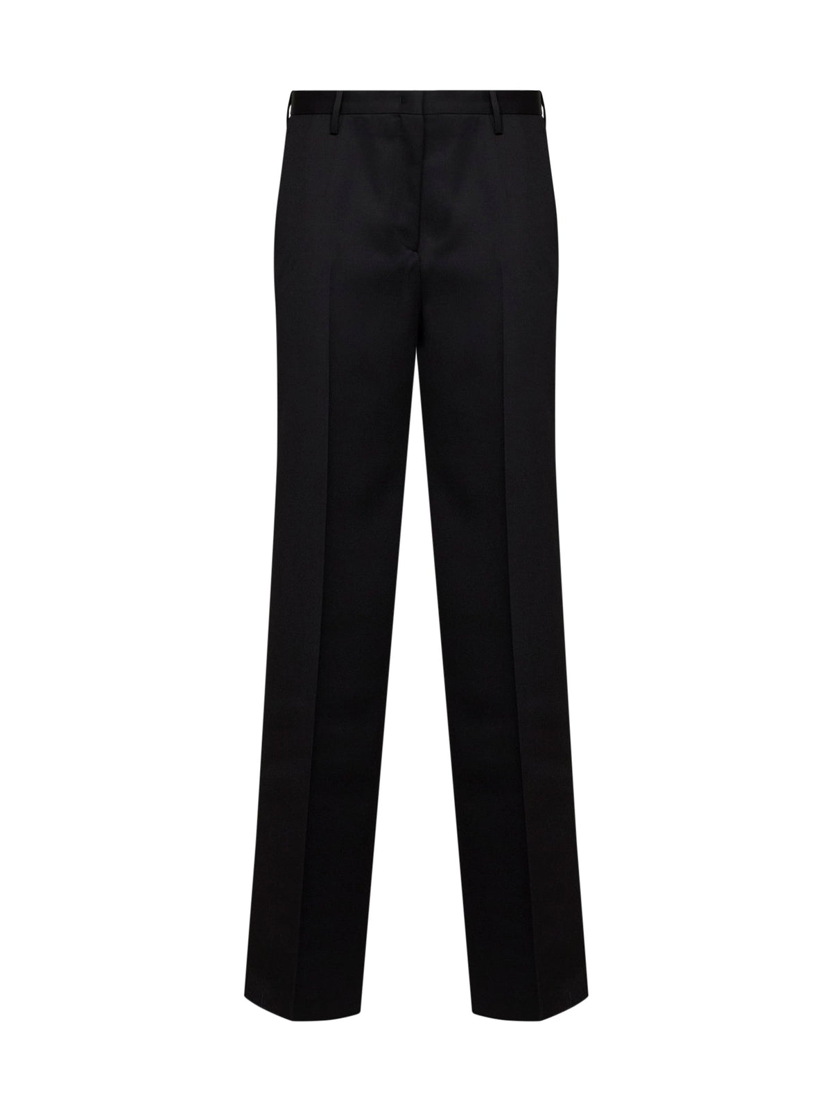 Fendi Women Black Grain De Poudre Wool Regular-Fit Trousers FENDI