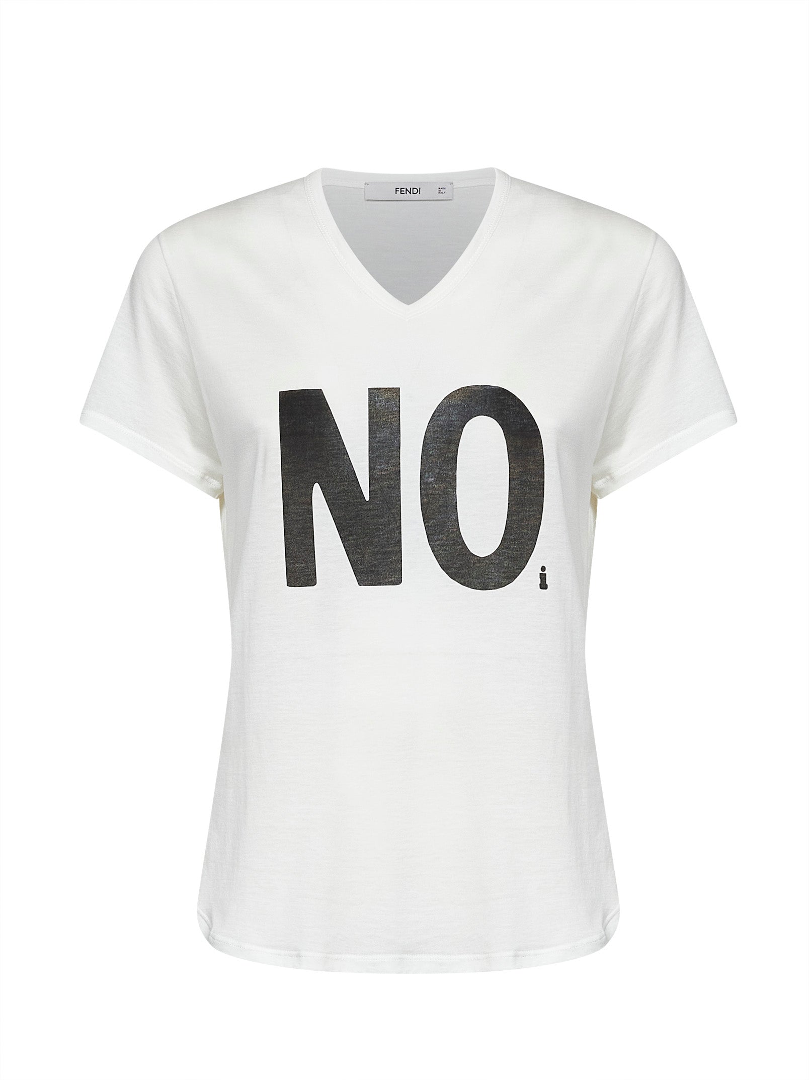 Fendi Women Ivory Cotton Jersey T-Shirt With Noi Print FENDI