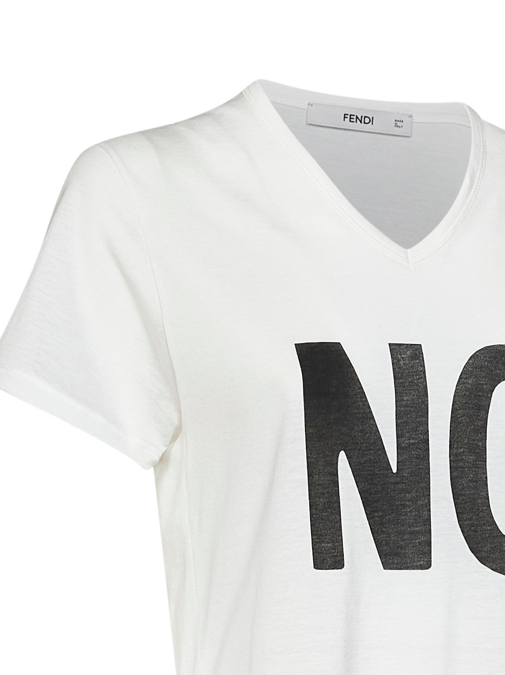 Fendi Women Ivory Cotton Jersey T-Shirt With Noi Print FENDI