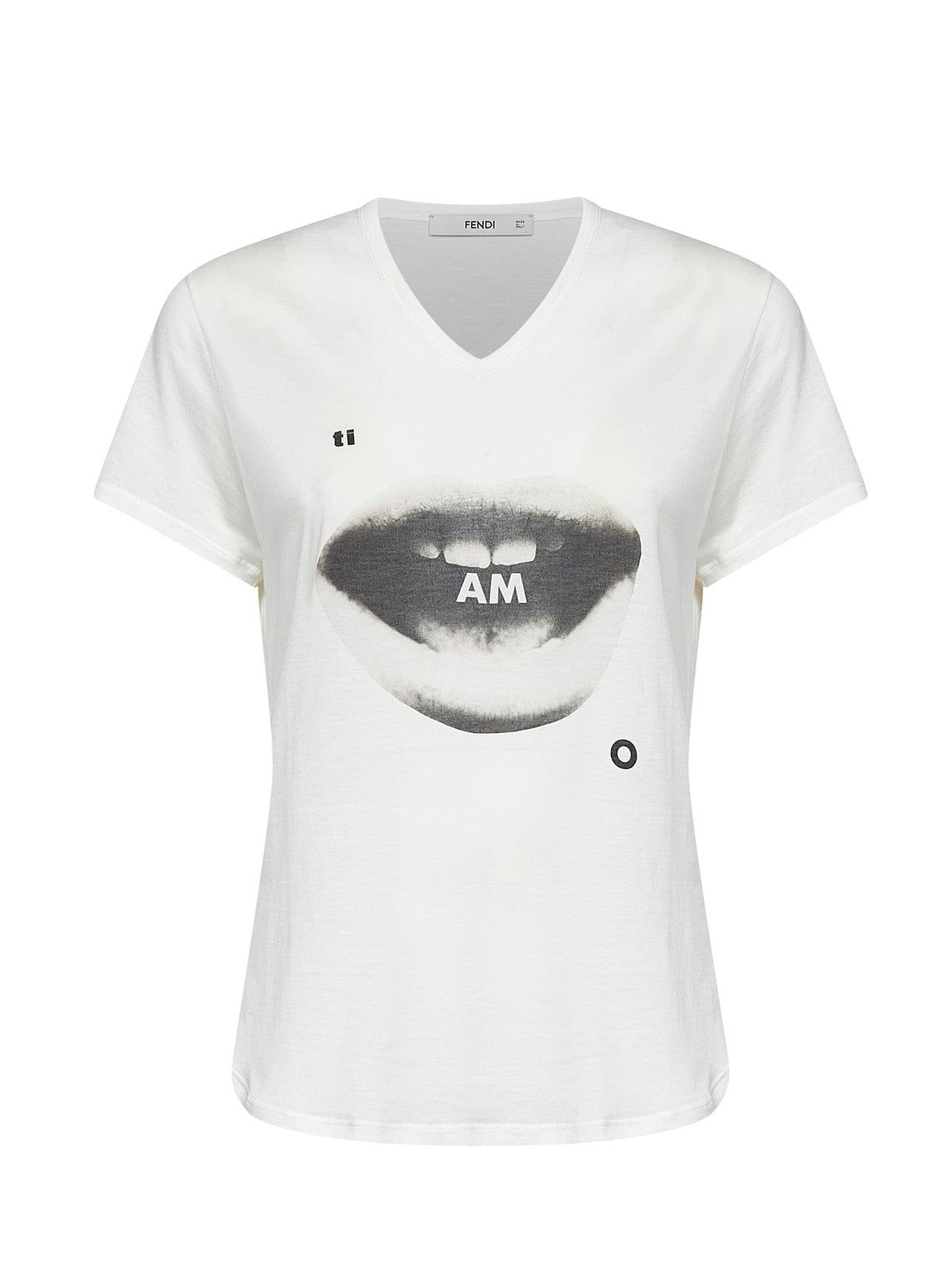Fendi Women Ivory Cotton Jersey T-Shirt With Ti Amo Print FENDI