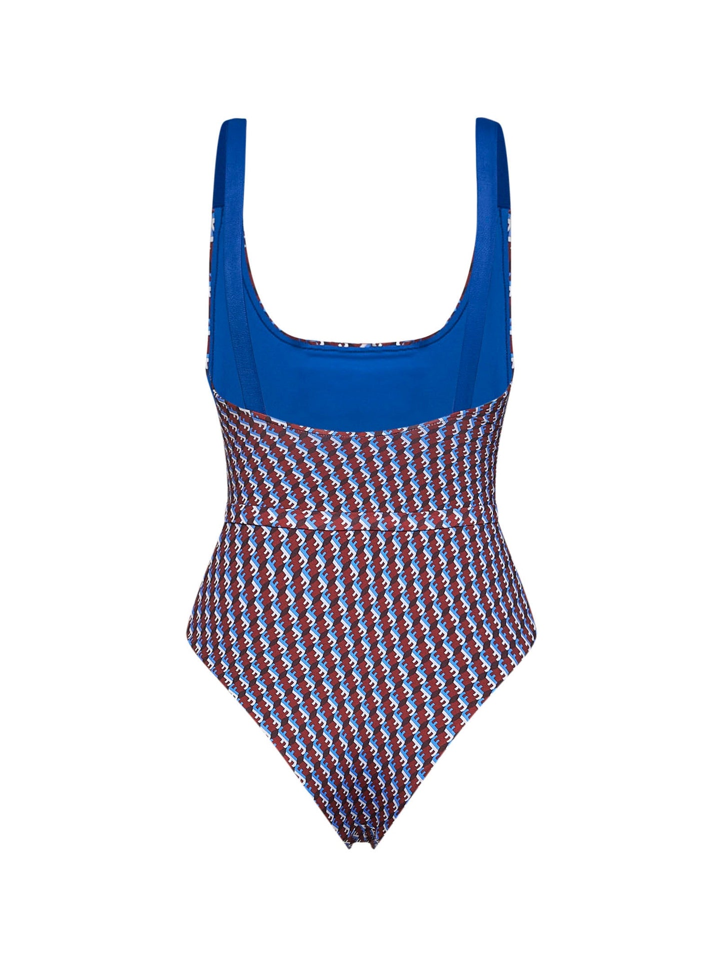 Fendi Women Red And Blue Ff Lycra Belted One-Piece Swimsuit FENDI