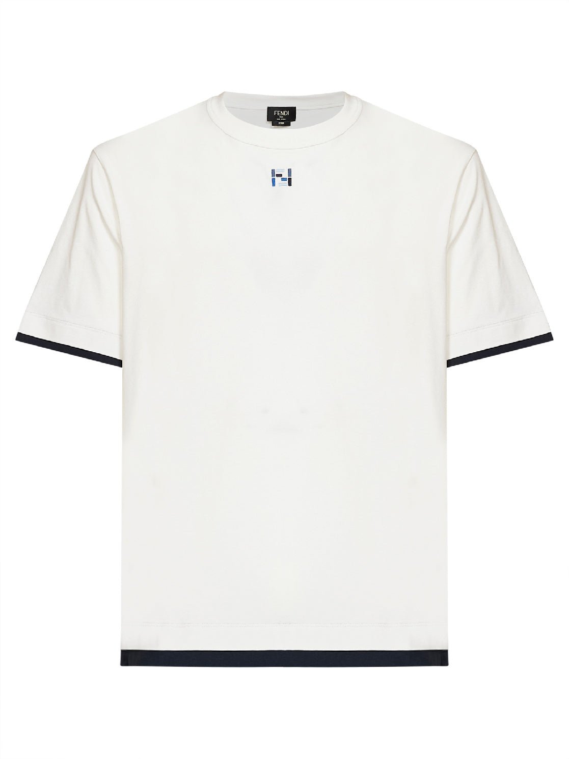 Fendi Men White Jersey Oversized T-Shirt With Contrasting Trims FENDI