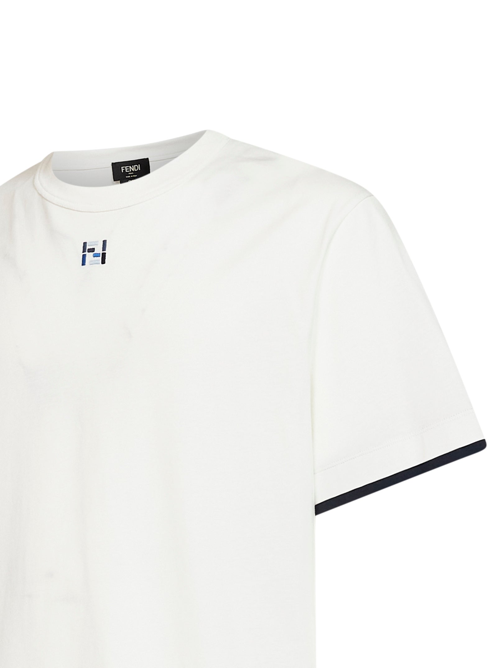 Fendi Men White Jersey Oversized T-Shirt With Contrasting Trims FENDI