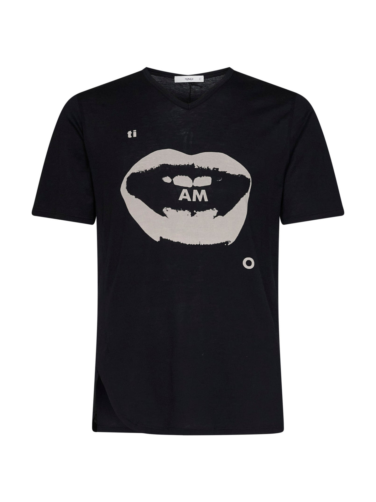 Fendi Men Black Cotton Jersey T-Shirt With Ti Amo Print FENDI