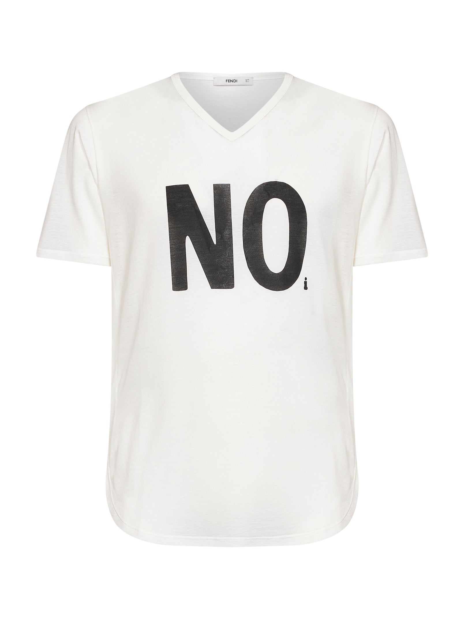 Fendi Men Ivory Lightweight Organic Cotton Jersey Noi-Print T-Shirt FENDI