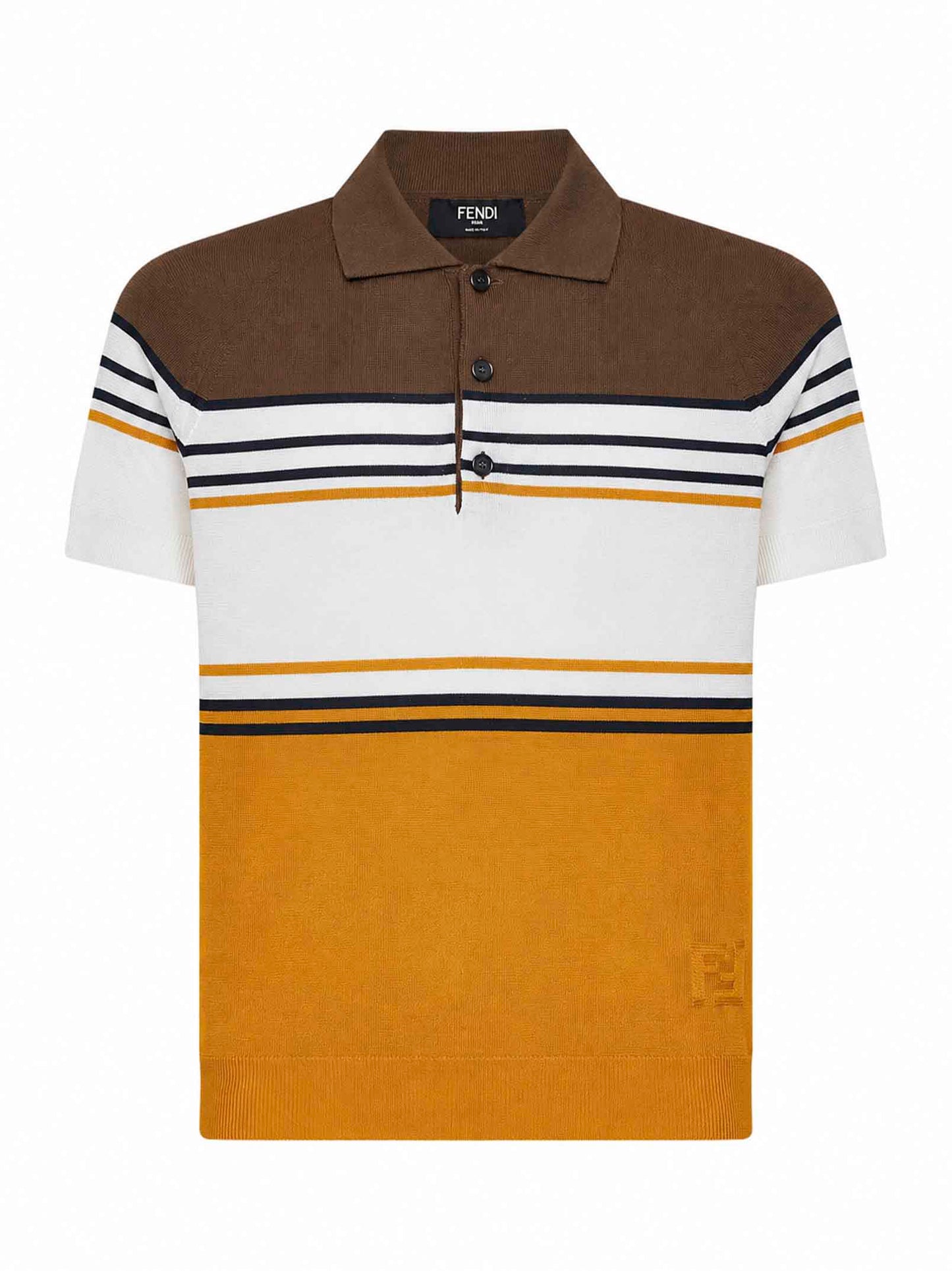 Fendi Men Multicolor Striped Color Block Viscose Knit Polo Shirt FENDI