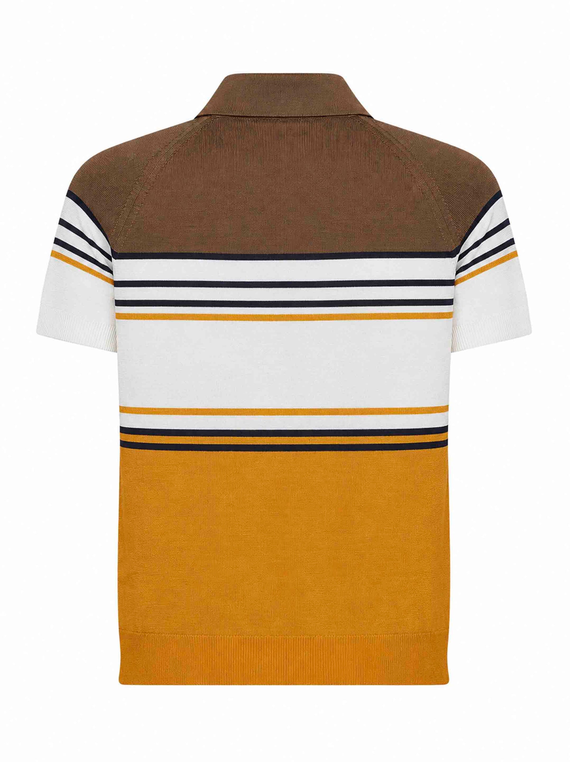 Fendi Men Multicolor Striped Color Block Viscose Knit Polo Shirt FENDI