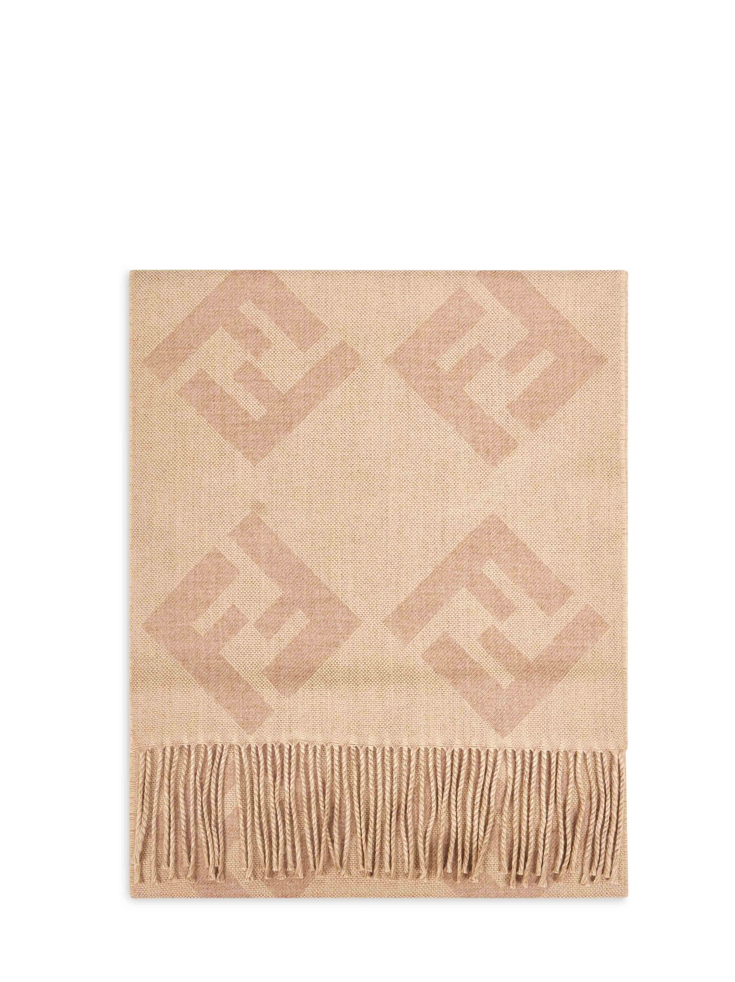 Fendi Silk Men Beige Ff Wool Scarf FENDI