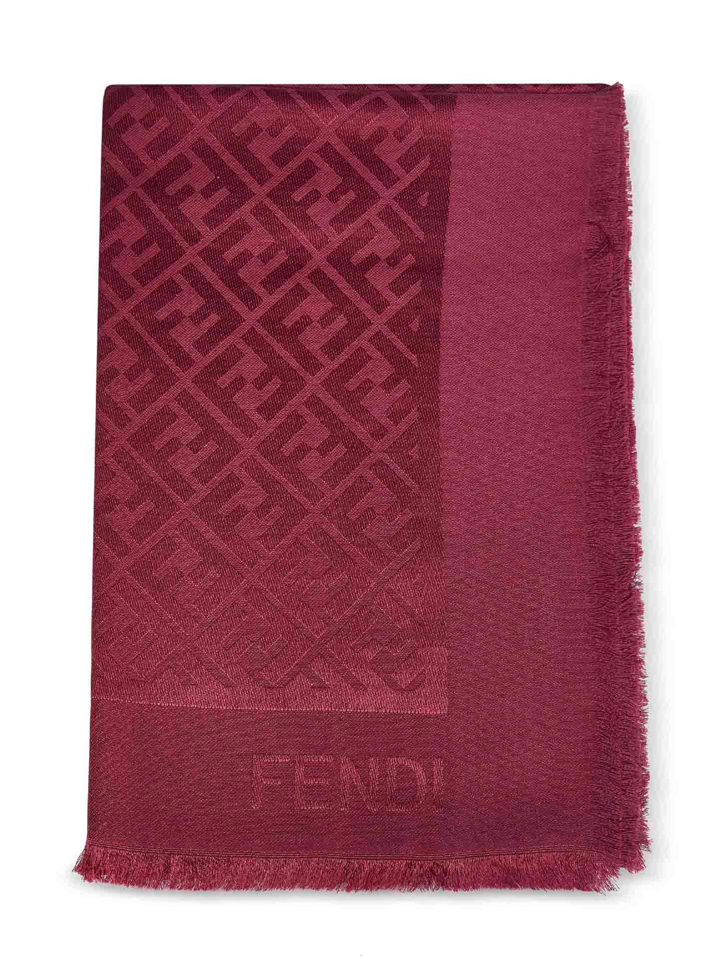 Fendi Silk Women Cherry Silk And Wool Ff Shawl FENDI