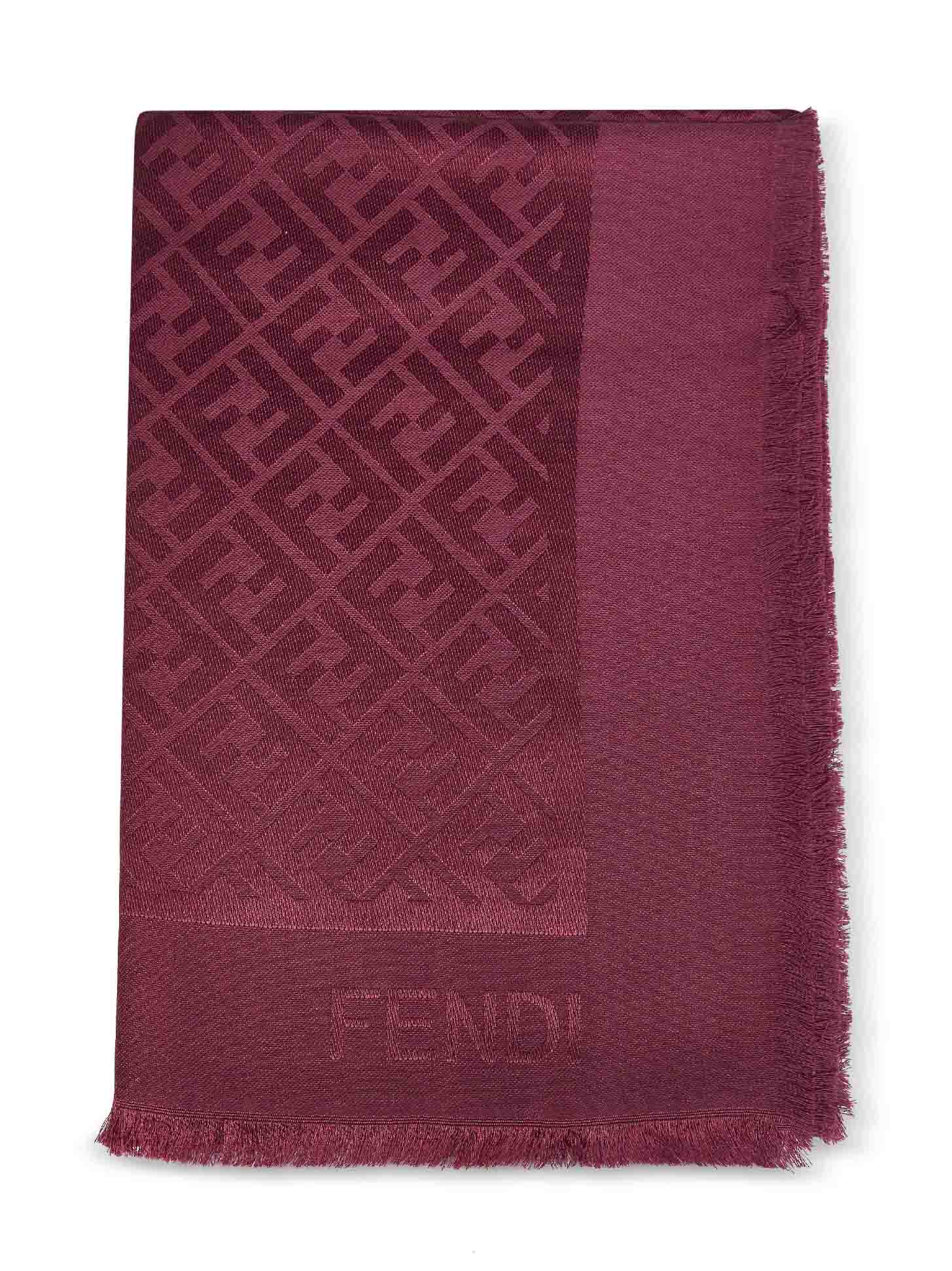 Fendi Silk Women Cherry Silk And Wool Ff Shawl FENDI