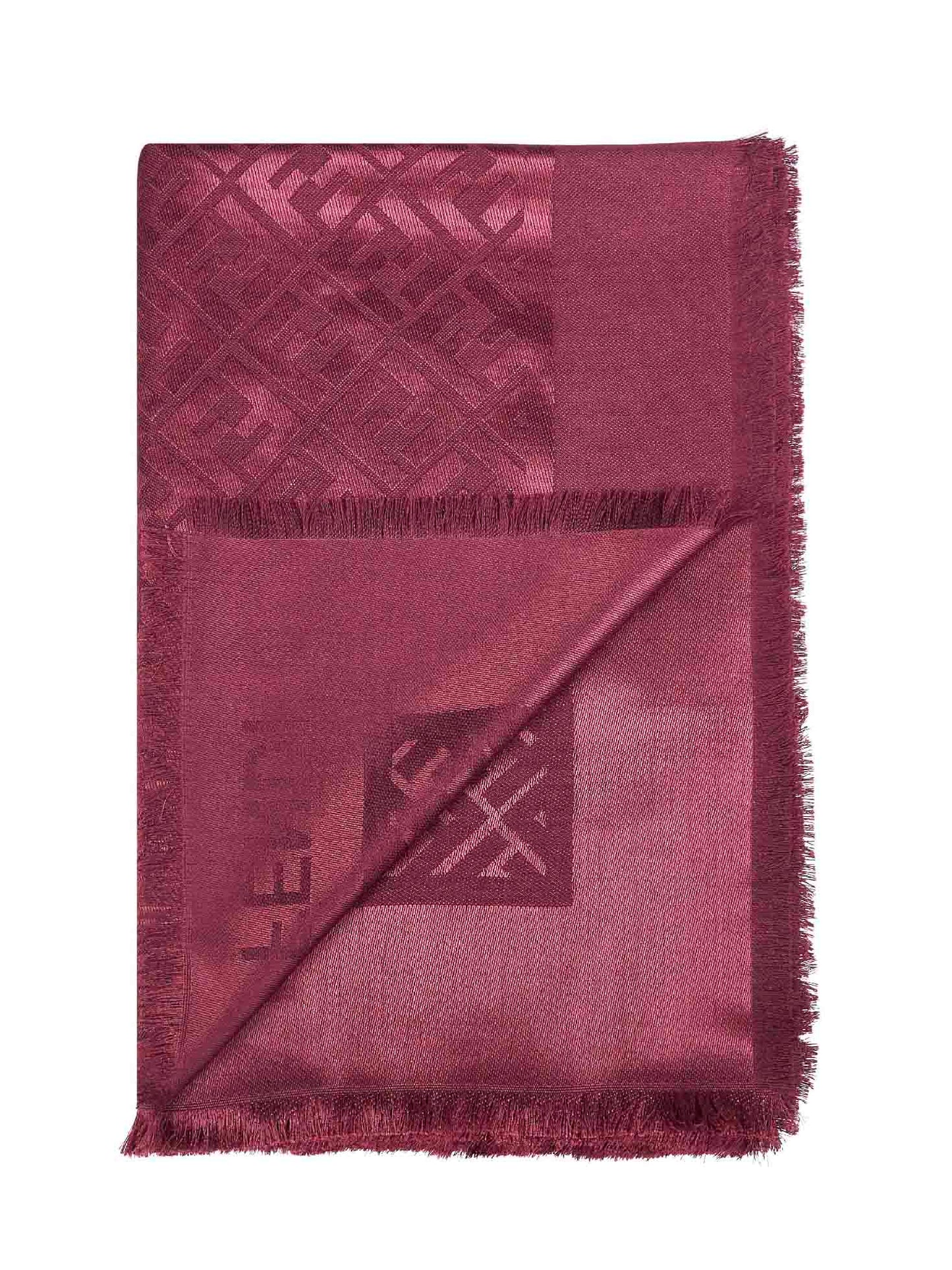 Fendi Silk Women Burgundy Silk And Wool Ff Shawl FENDI