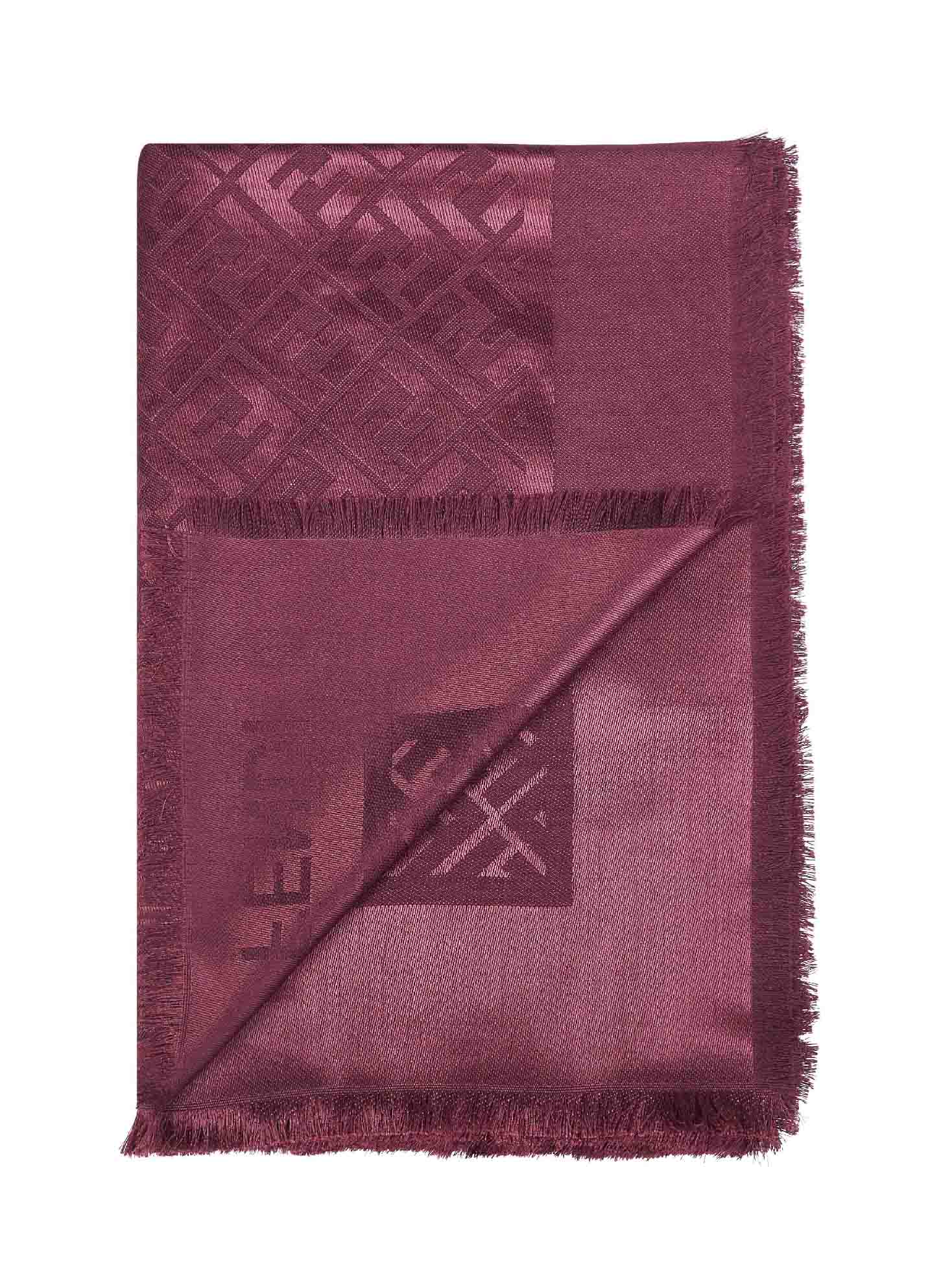 Fendi Silk Women Burgundy Silk And Wool Ff Shawl FENDI