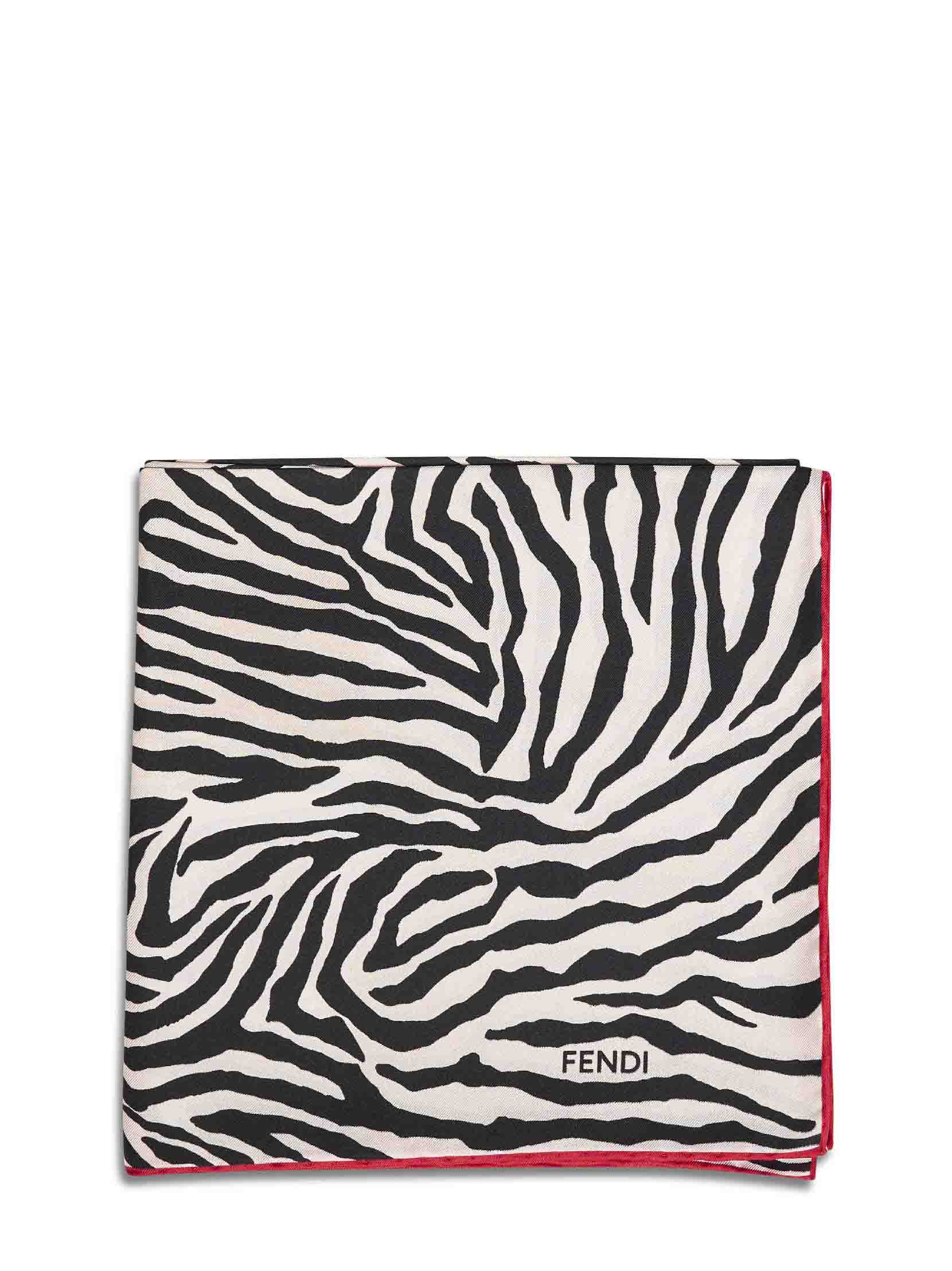 Fendi Silk Women Fendi Silk Scarf With Tiger Animalier Print FENDI