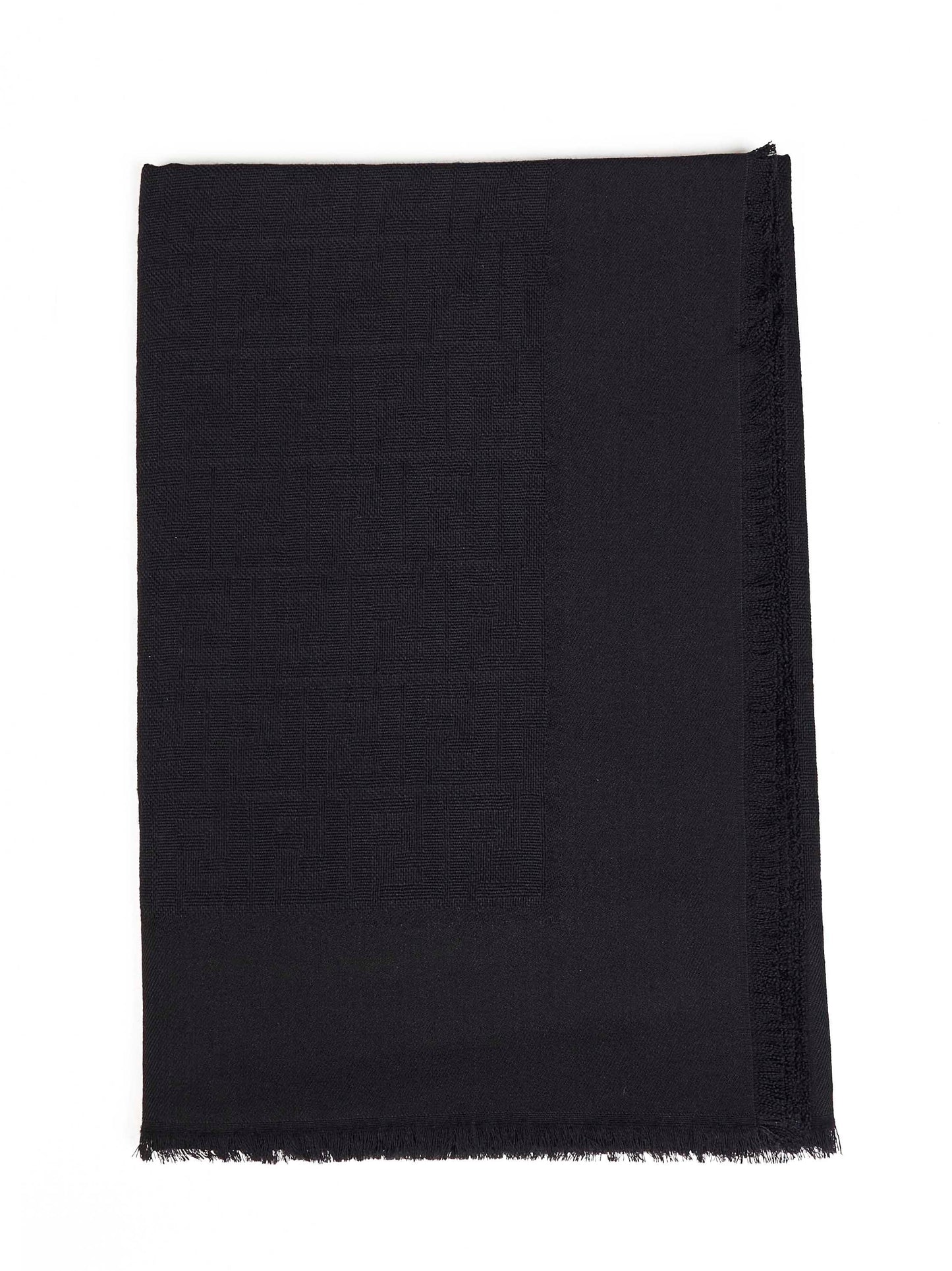 Fendi Silk Women Black Ff Wool And Silk And Cashmere Shawl FENDI