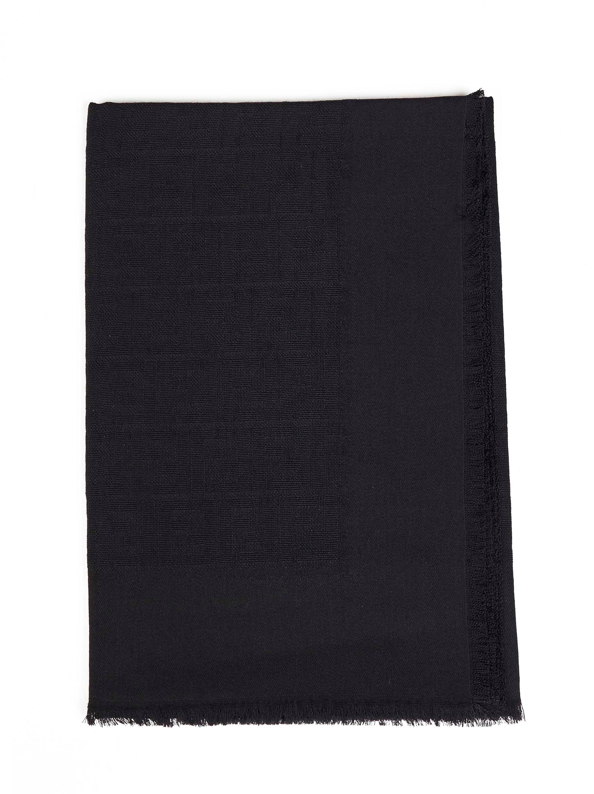 Fendi Silk Women Black Ff Wool And Silk And Cashmere Shawl FENDI